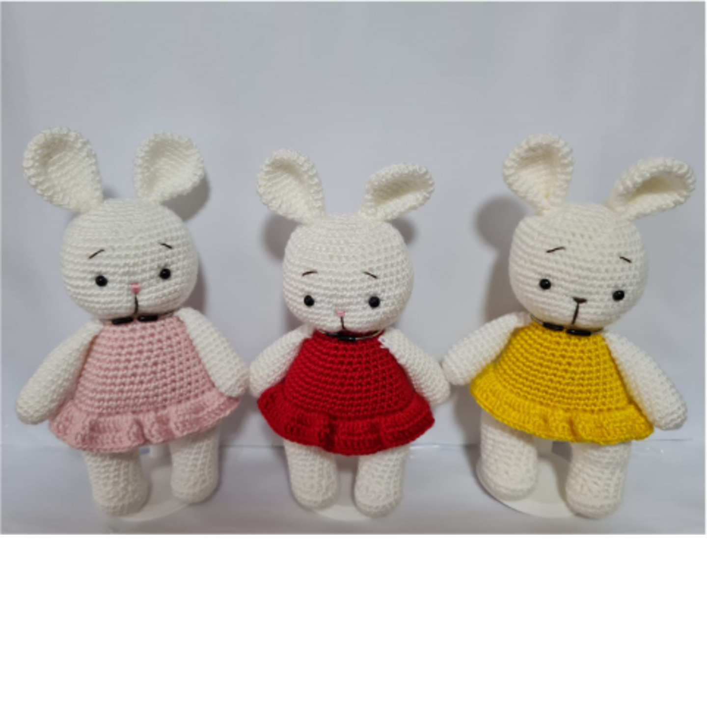 Bunny with skirt w/stand (Red/ Pink/ Yellow)