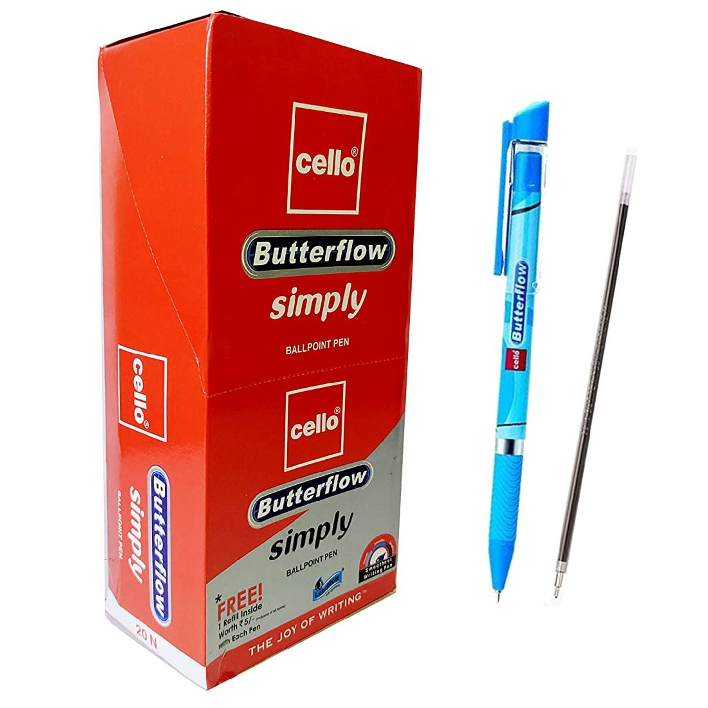 Cello Butterflow Simply Blue Ball Pen  pack of 20