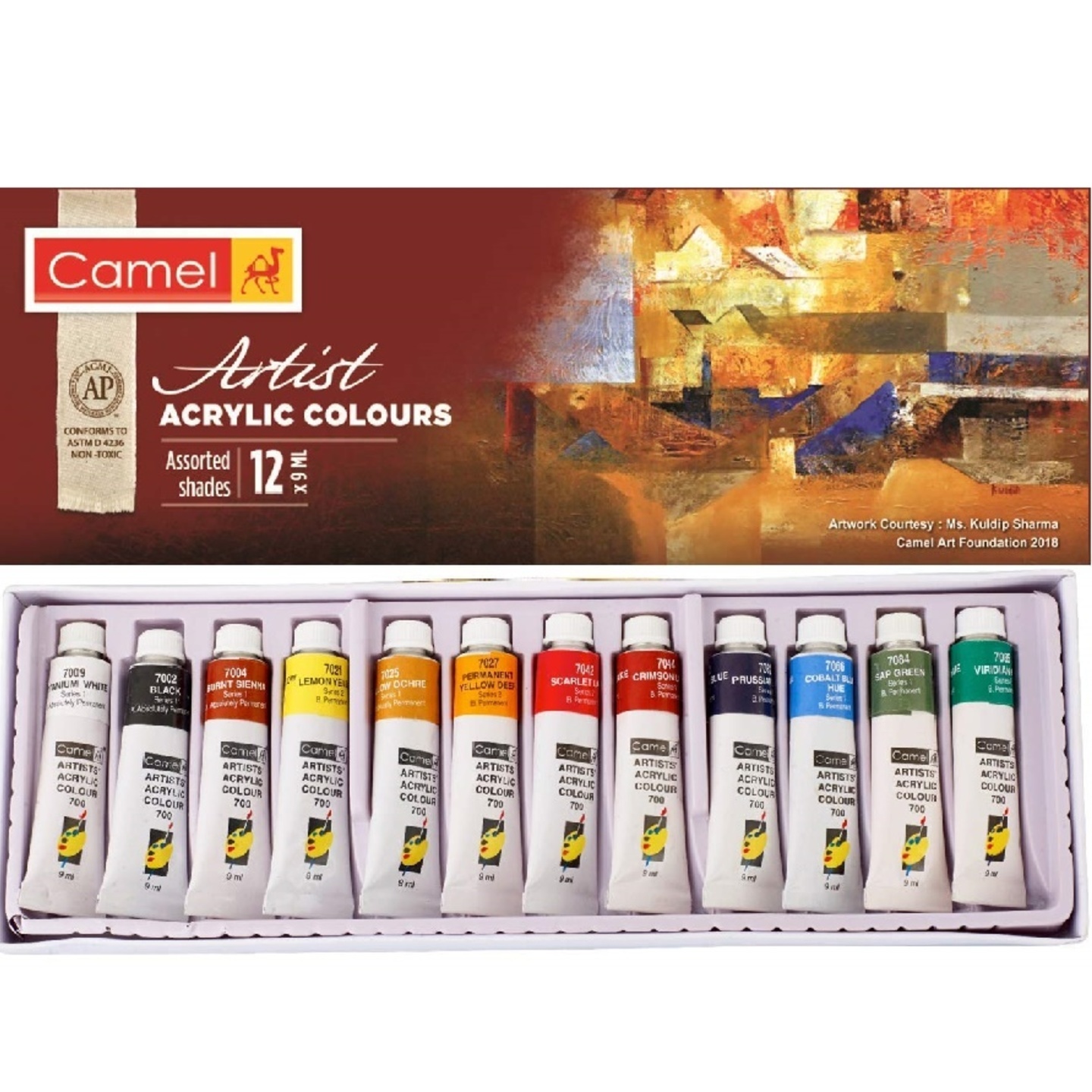 Camel Artist Acrylic Colors 12 shades 9ml tubes