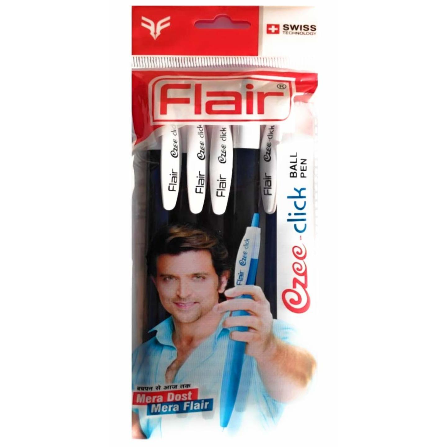 Flair Ezee Click Black Ball Pen Pack of - 5