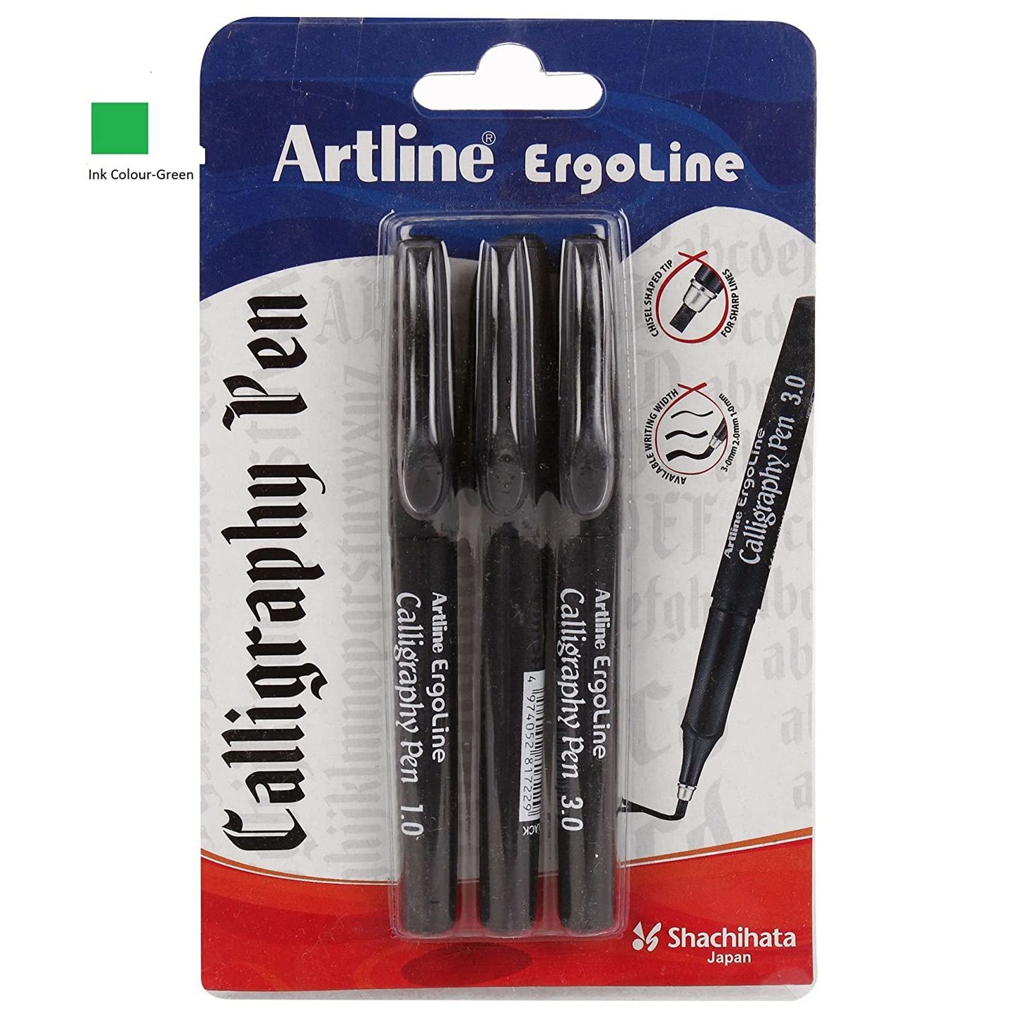 Artline Ergoline Calligraphy Penpack Of 3 Green
