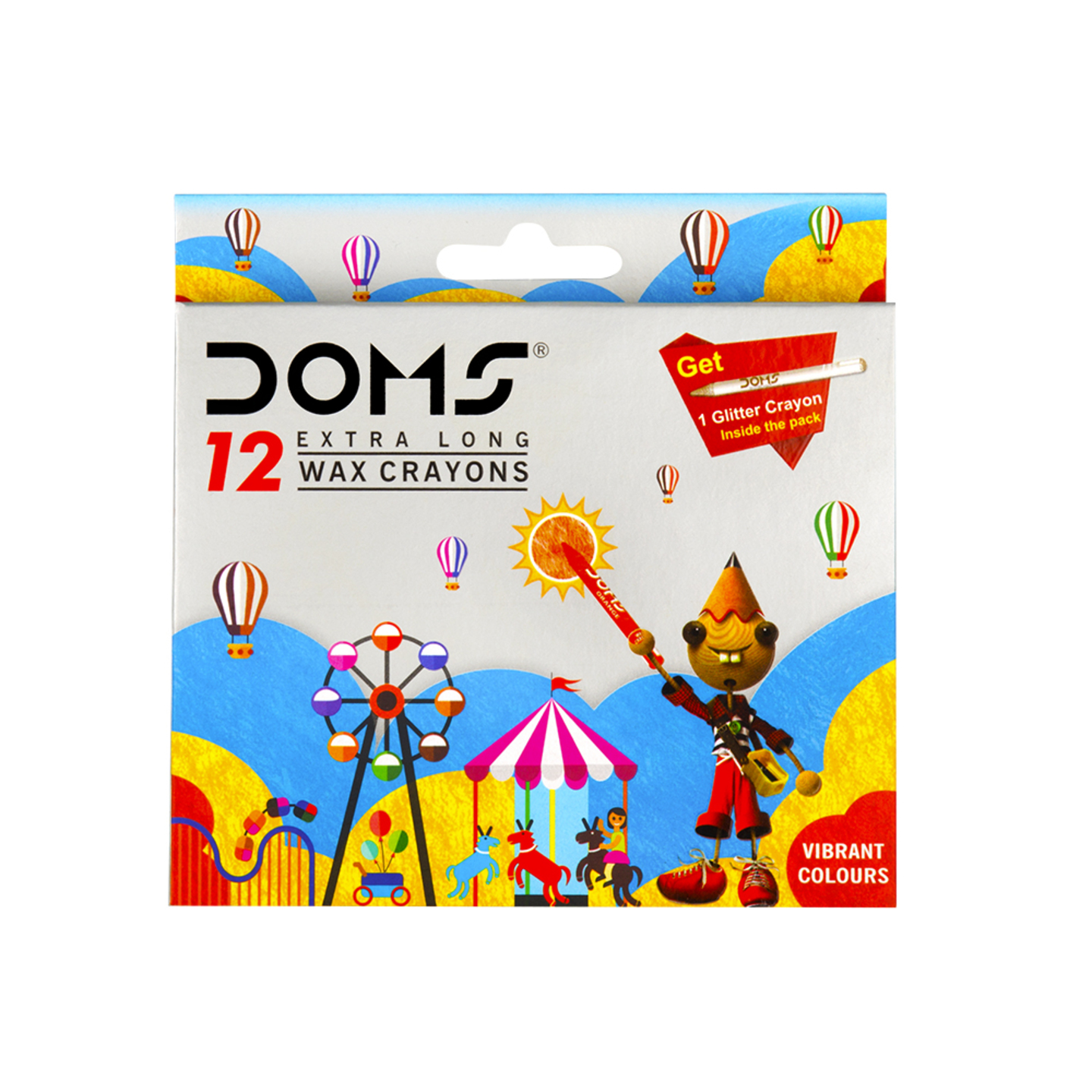 DOMS Long Wax Crayons 12 Shades