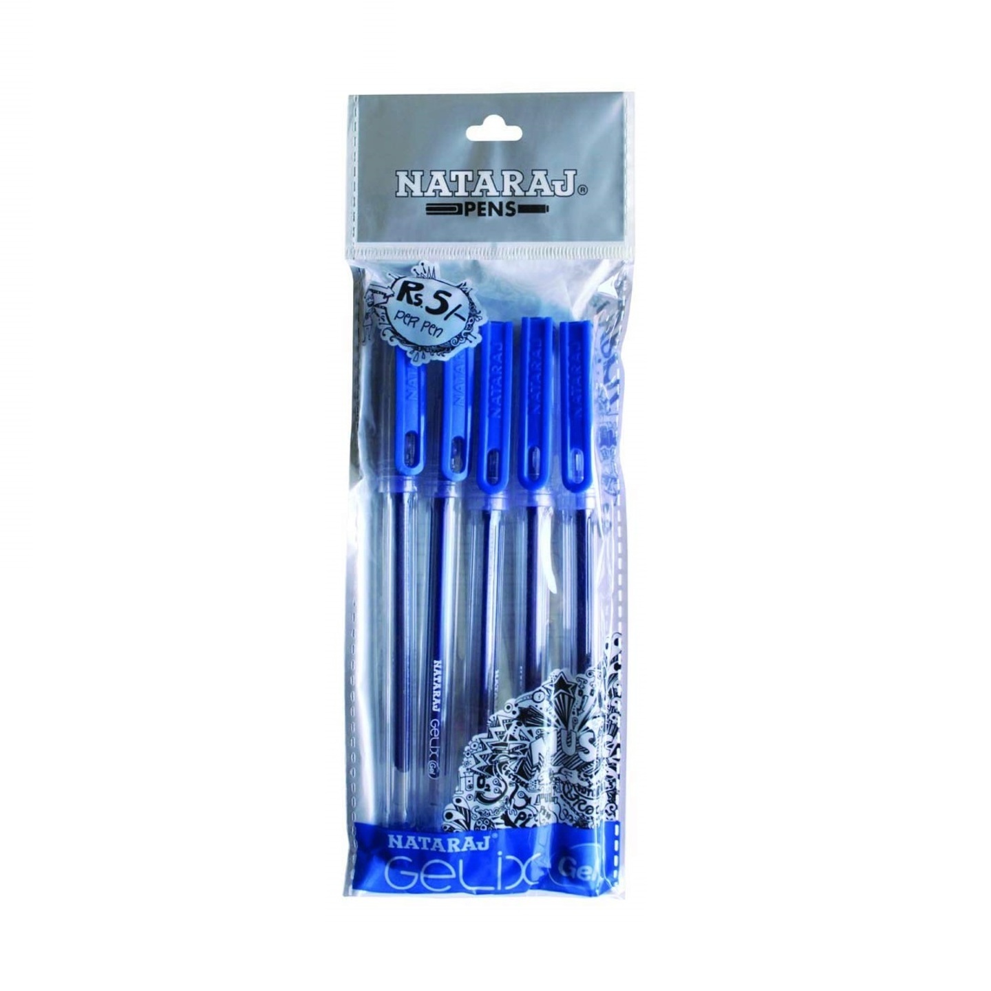 Natraj Gelix Blue Gel Pen Pack of 5
