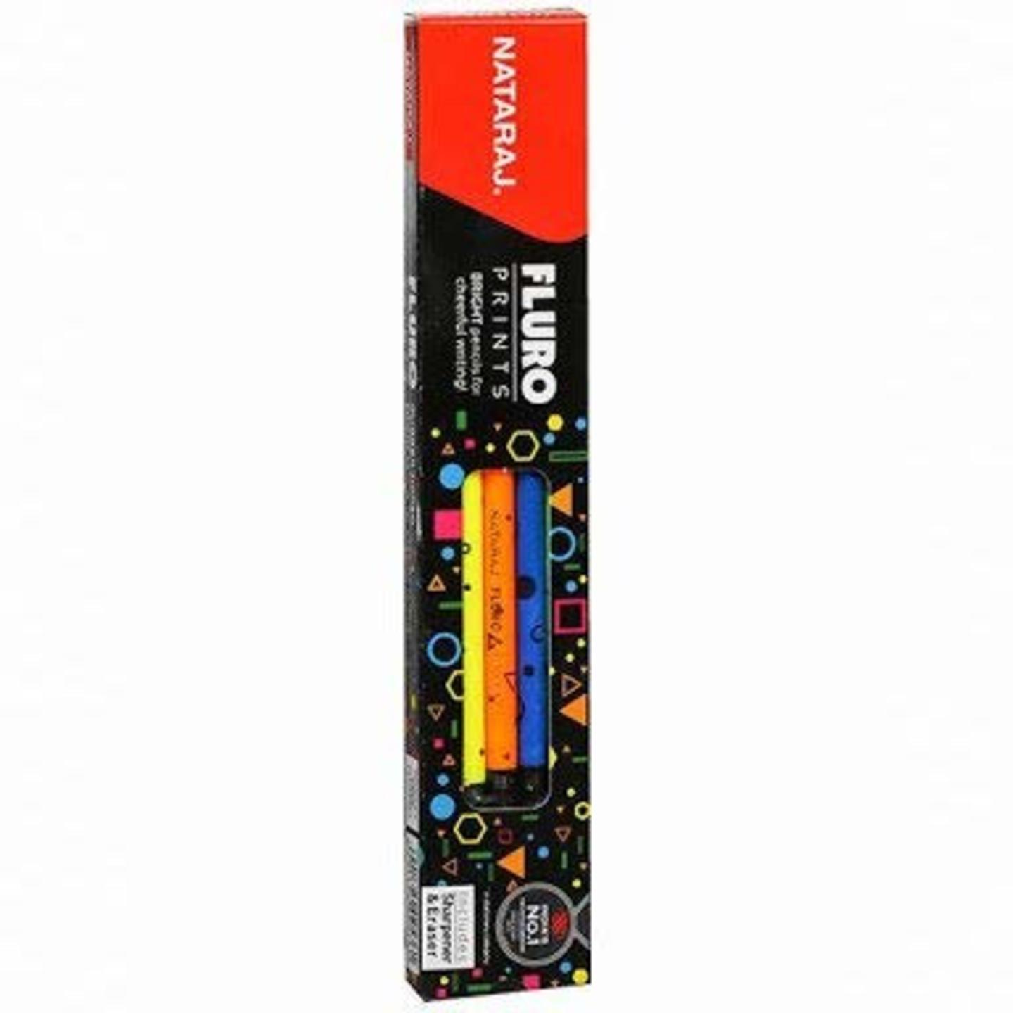 Natraj Fluro Prints Pencils Pack of 10