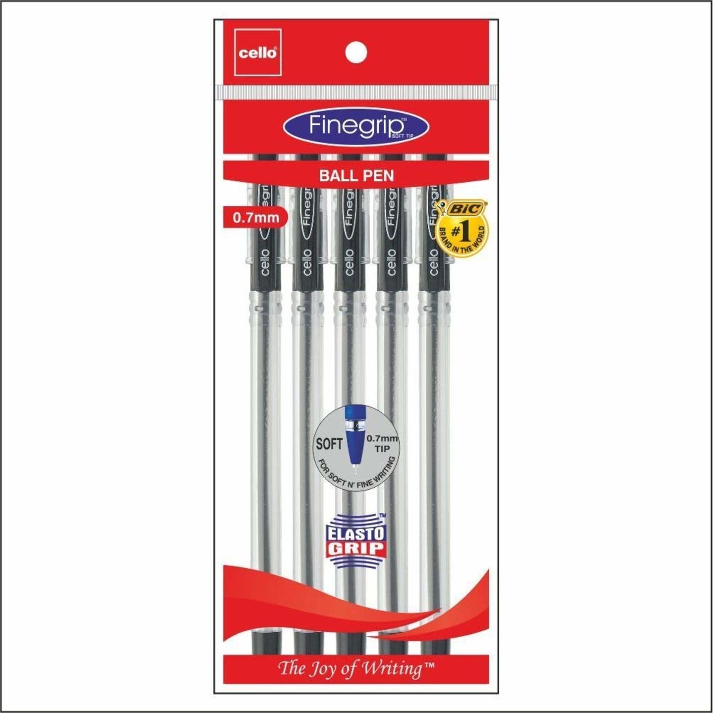 Cello Finegrip Black Ball Pens  pack of 5