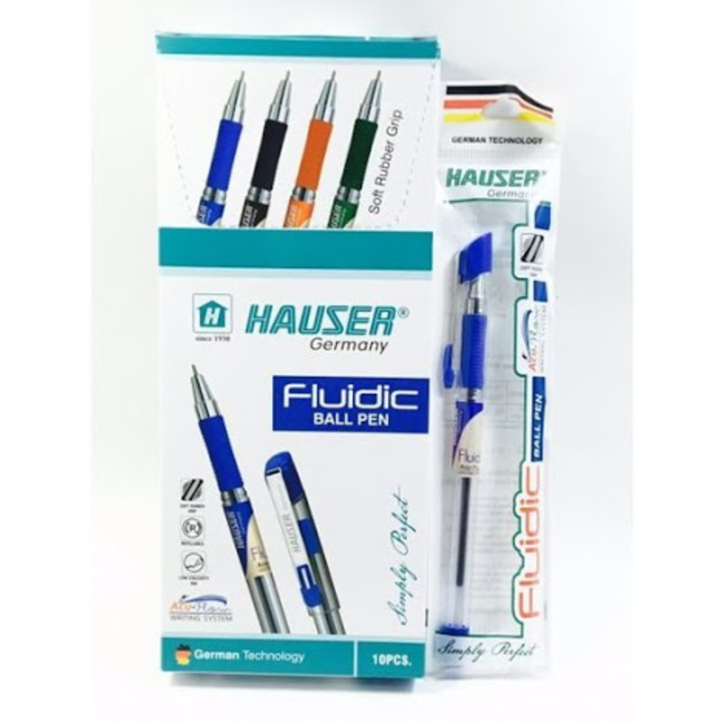 Hauser Fluidic Blue Ball Pen Pack of - 10