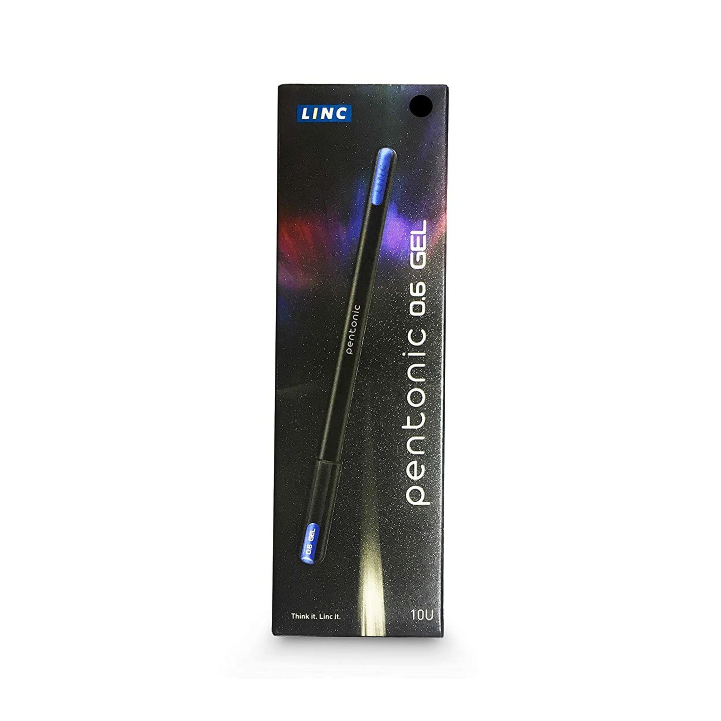 LINC Pentonic Gel Pen 0.6 mm, Black Body, Black Ink, Pack of 10