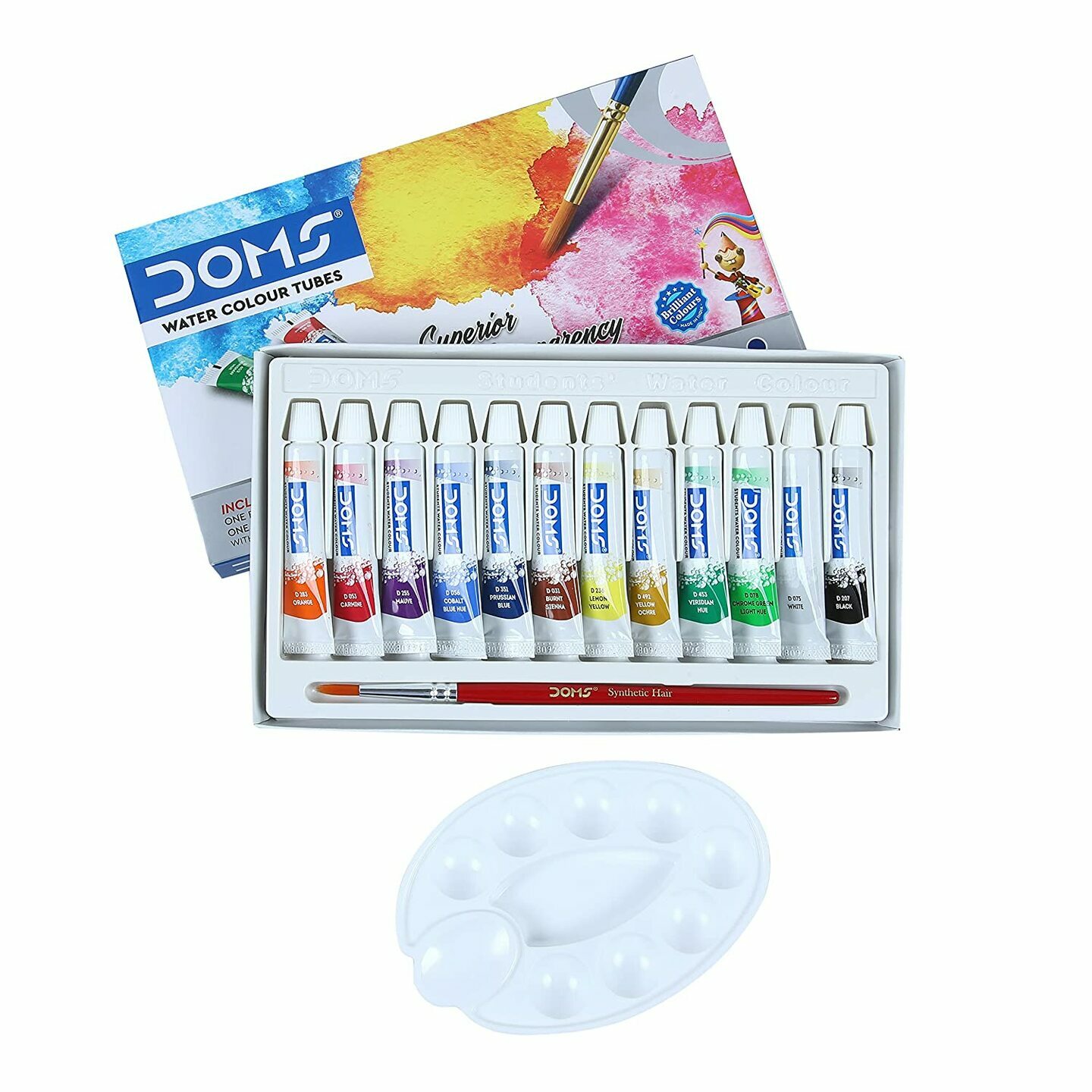 Doms water color tubes 12 shades with palette