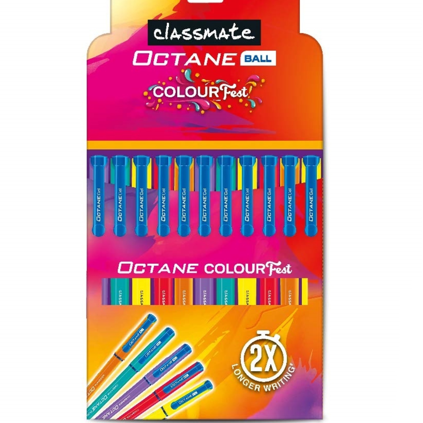 Classmate Octane Color Fest Ball Pen Blue Pack of 10