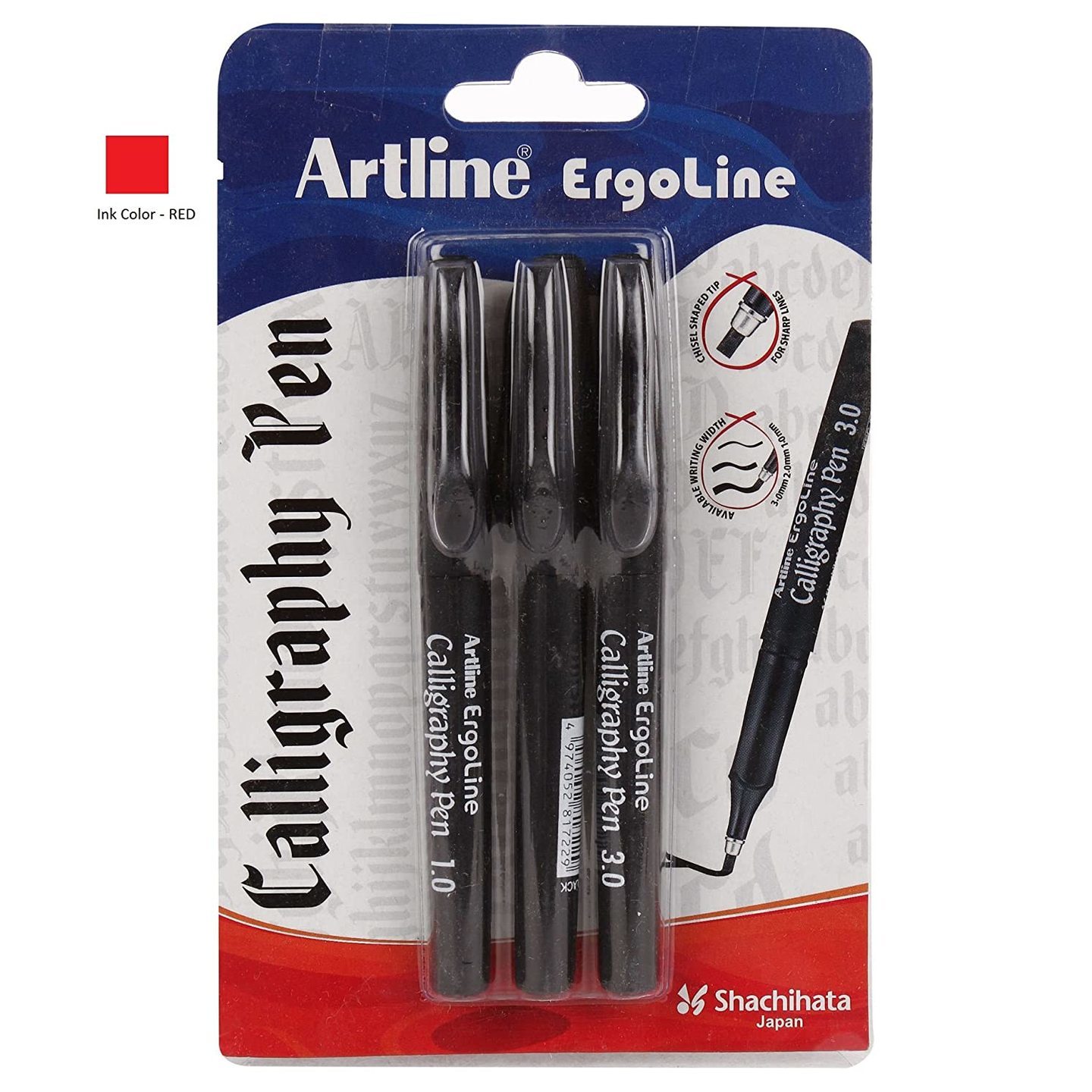 Artline Ergoline Calligraphy Penpack Of 3 Red