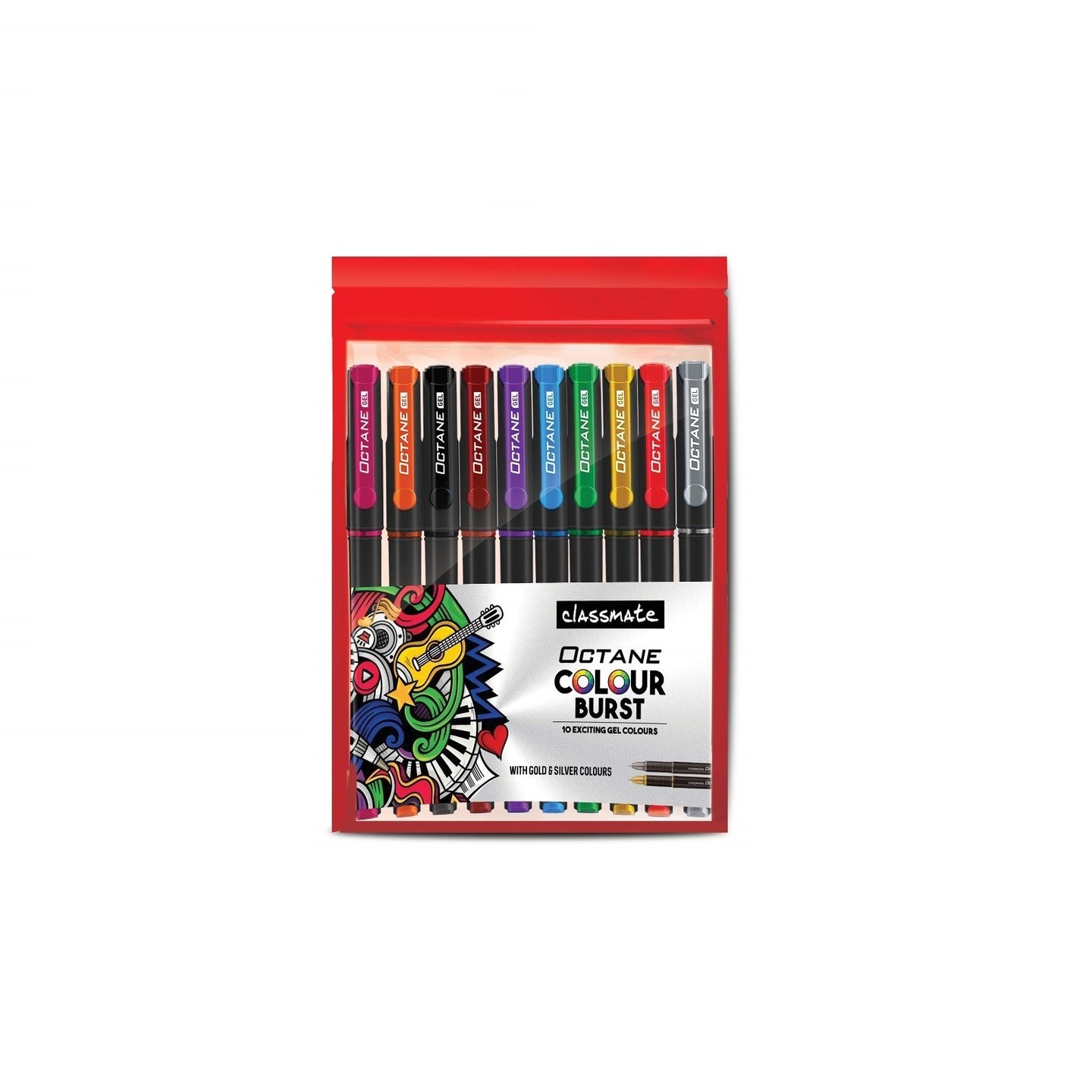 Classmate Octane Color Burst Assorted Gel Pens Pack of 10