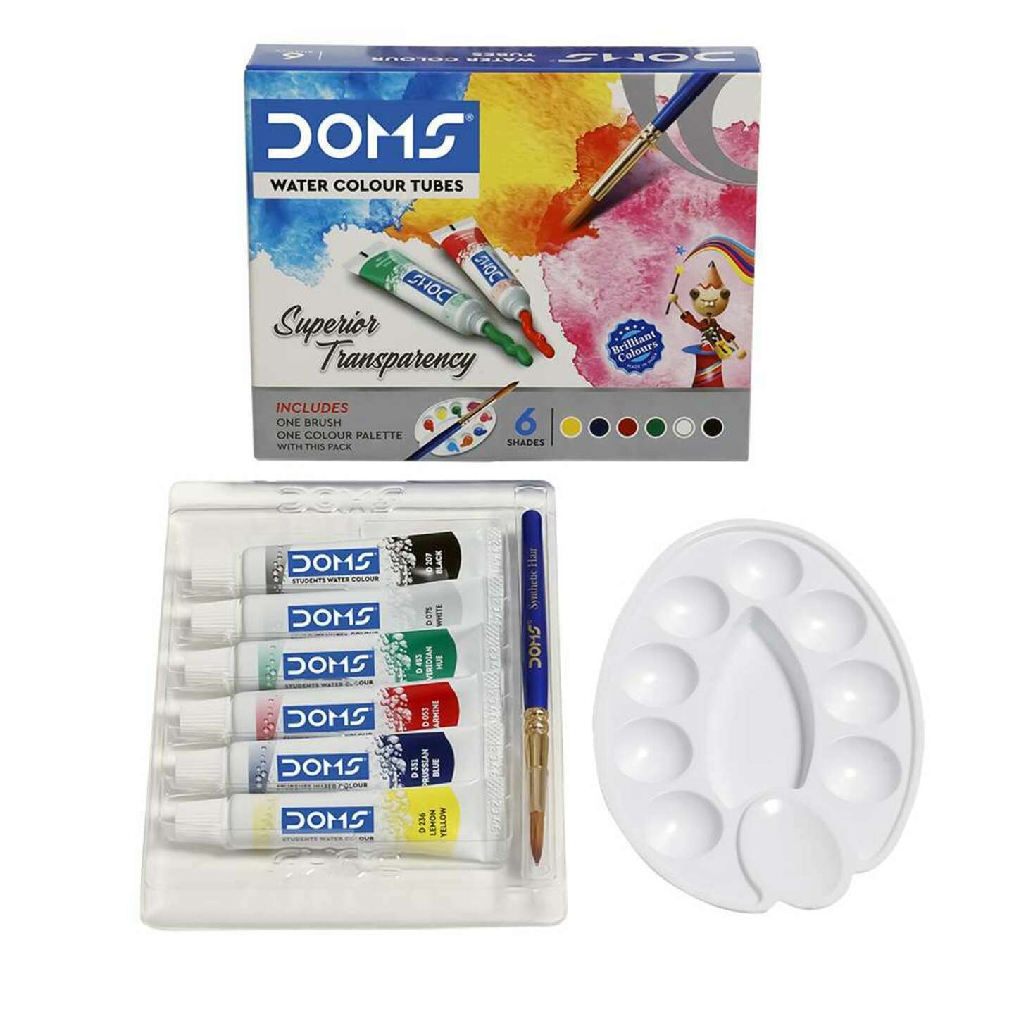Doms water color tubes 6 shades with palette