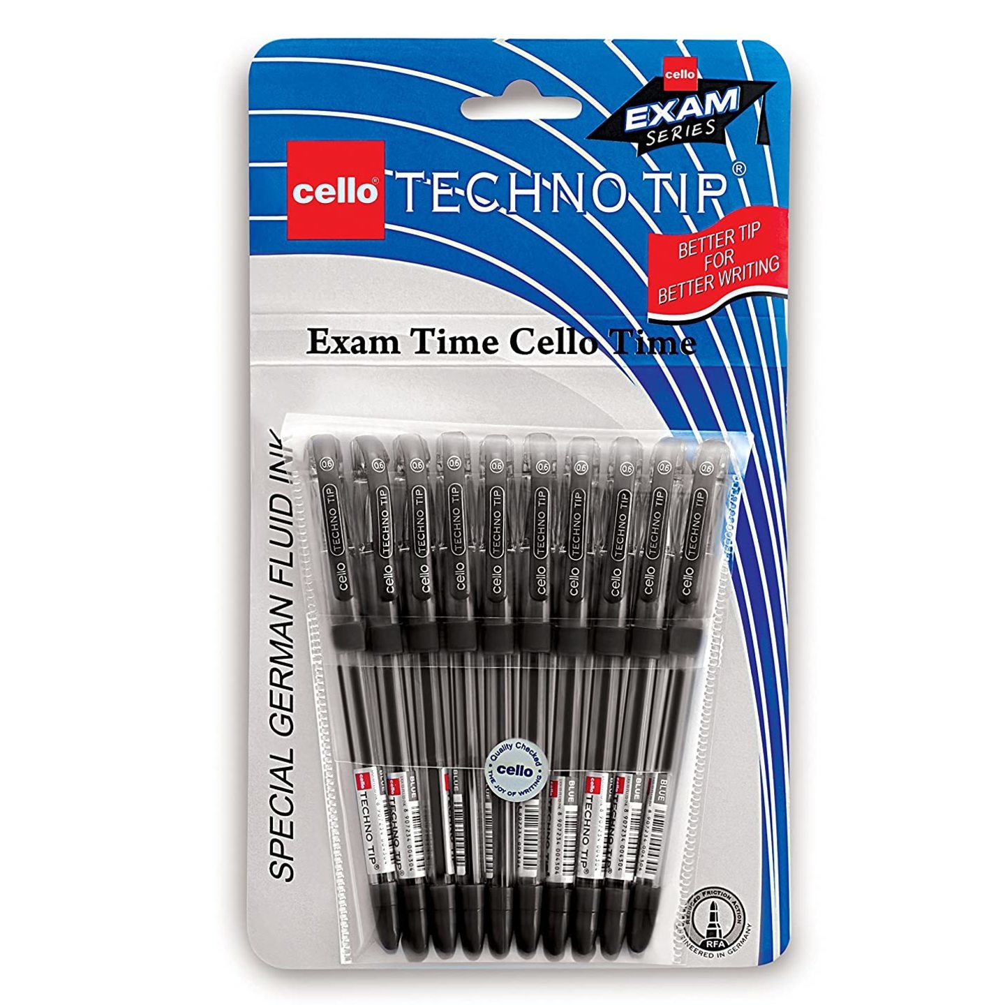 Cello Techno Tip Ball Pen Set - Pack of 10 Black