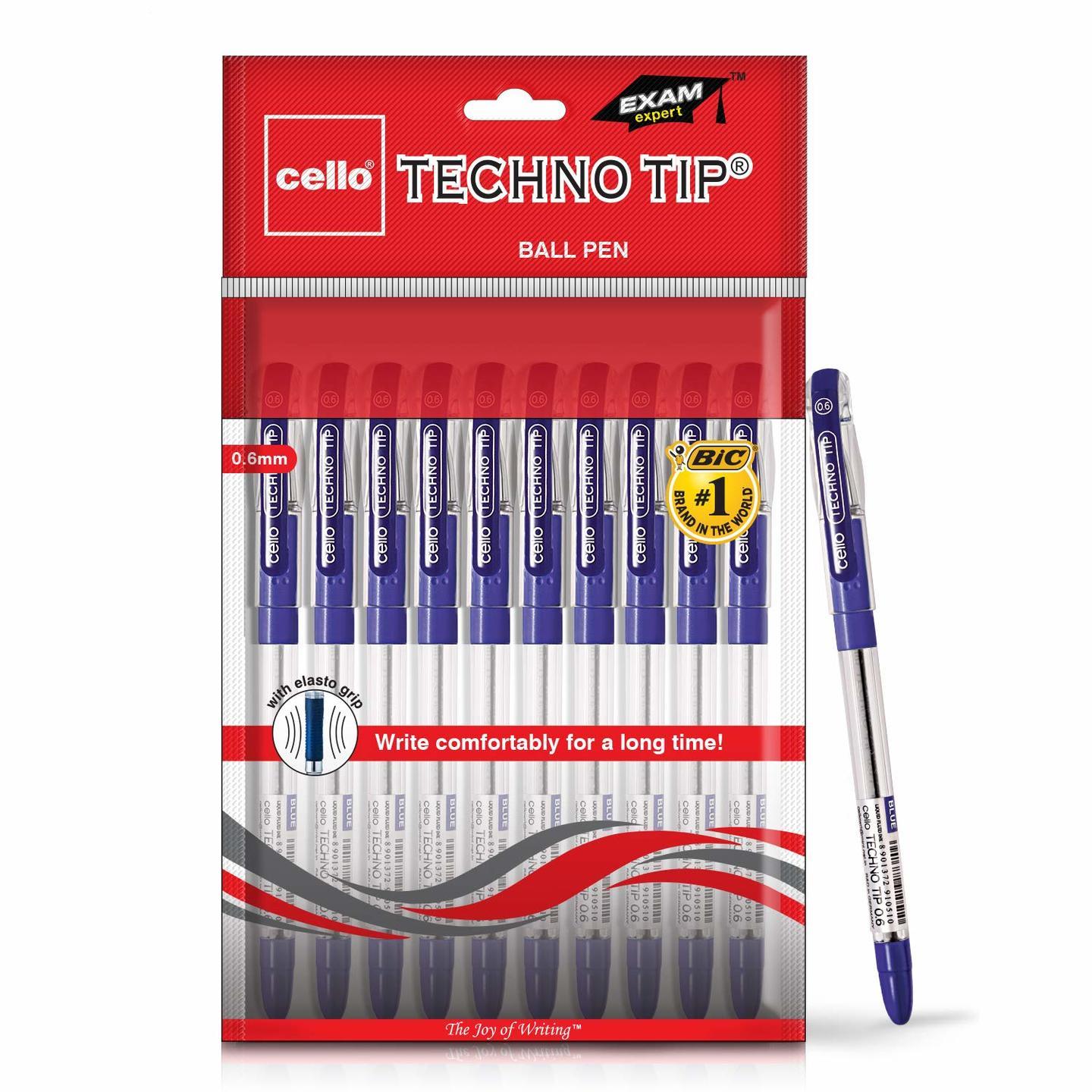 Cello Techno Tip Ball Pen Set - Pack of 10 Blue