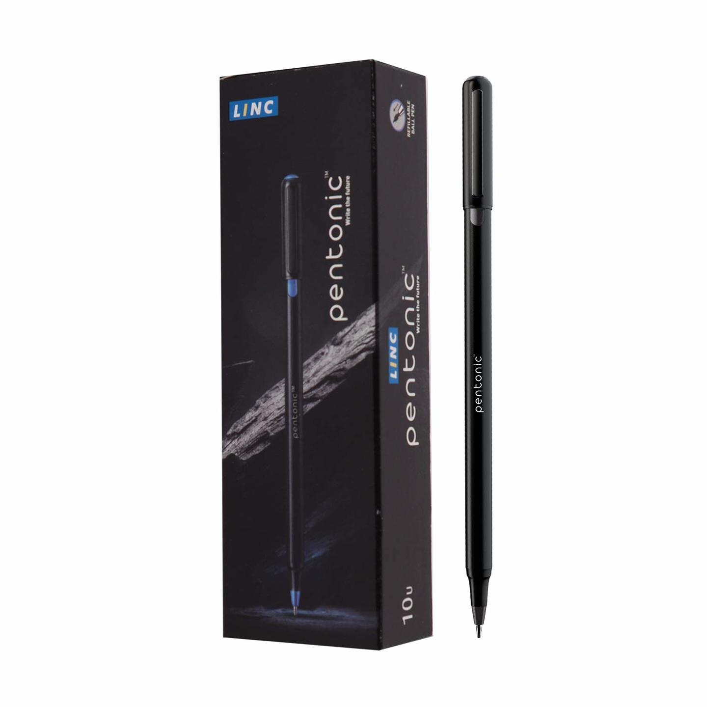 LINC Pentonic Ball Pen 0.7 mm, Black Body, Black Ink, Pack of 5