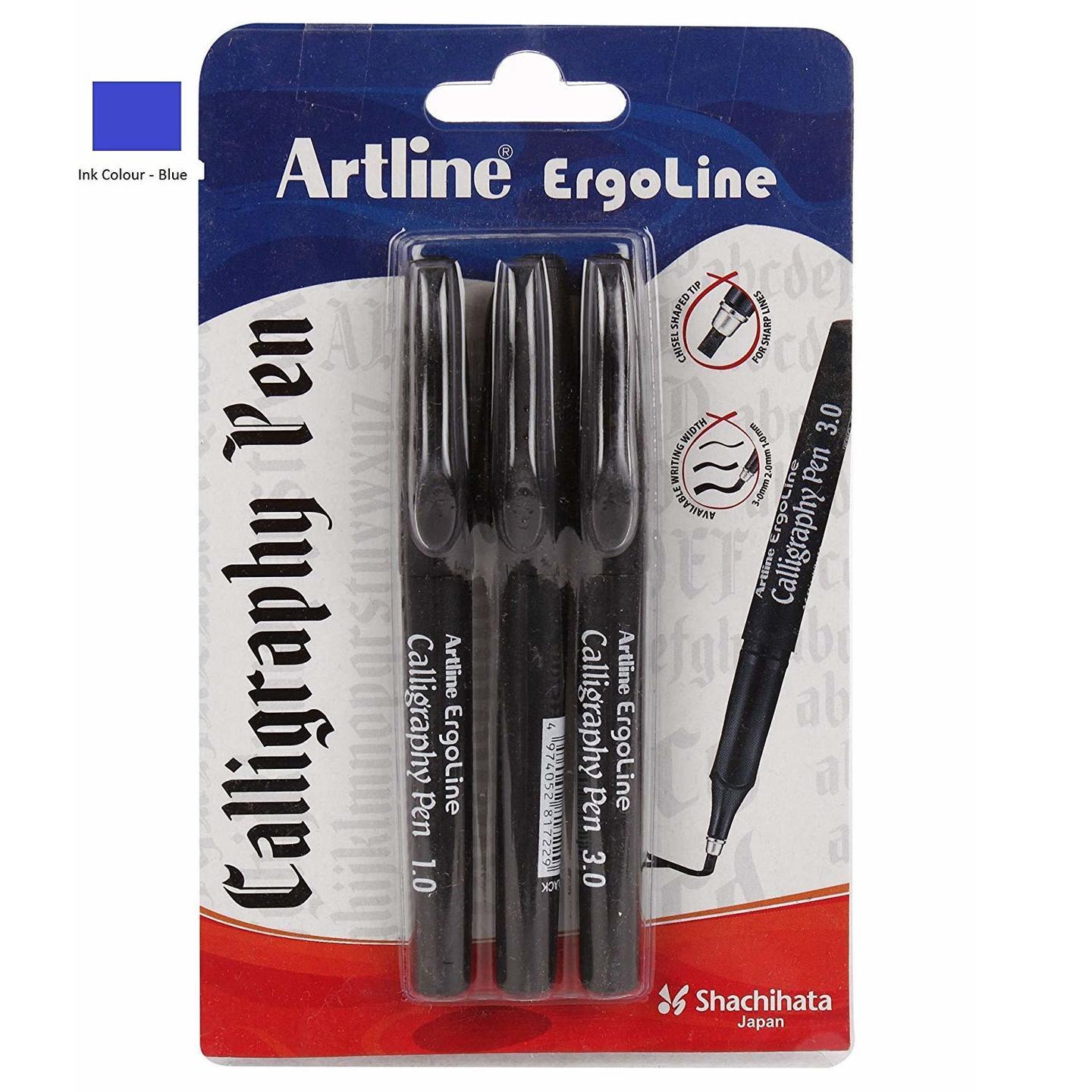 Artline Ergoline Calligraphy Penpack Of 3 Blue