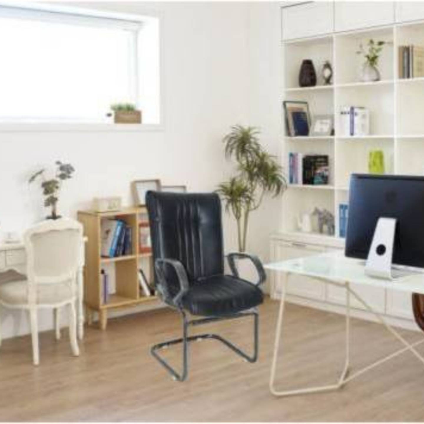Restomatt Fabric Office Visitor Chair  Black, Pre-assembled