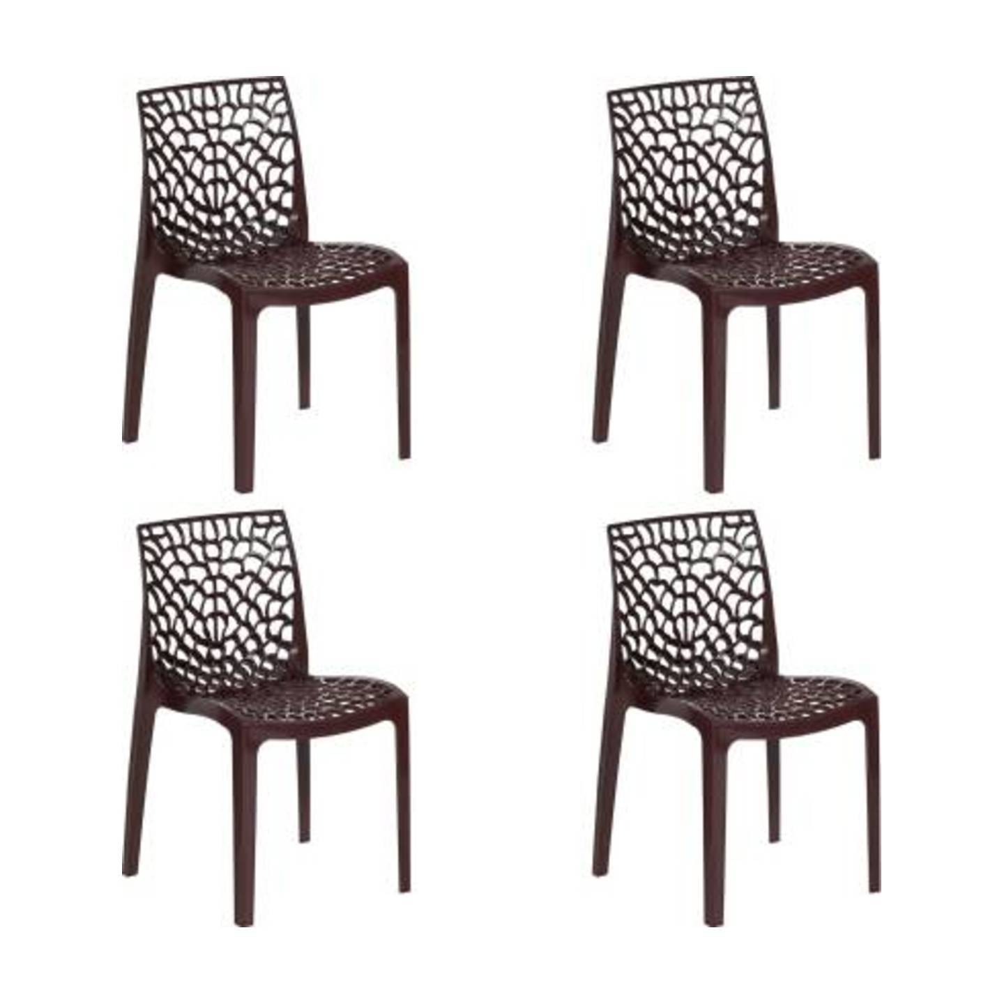 supreme Web for Home & Garden Plastic Outdoor Chair  (Globus Brown, Set of 4)