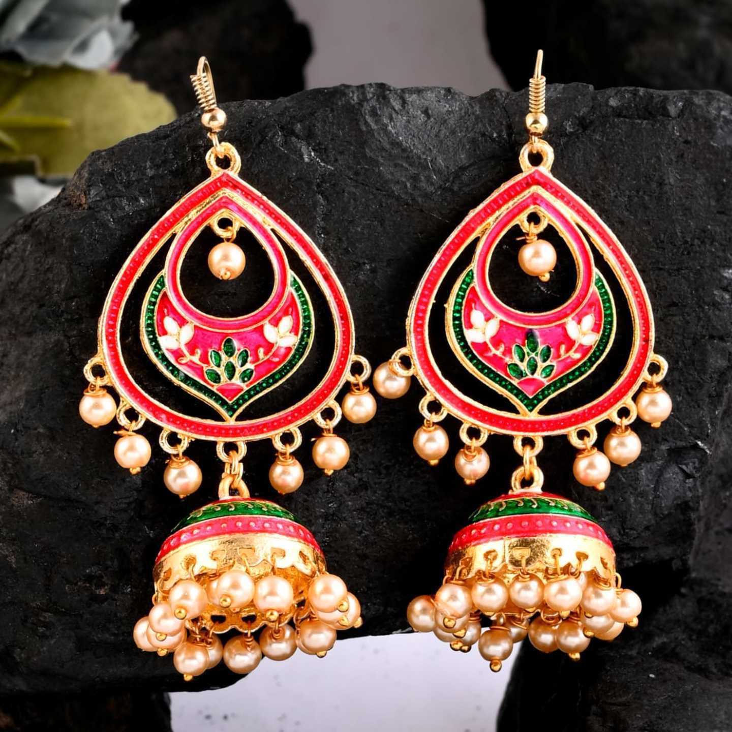 MEENAKARI KUNDAN JHUMKA FOR WOMEN