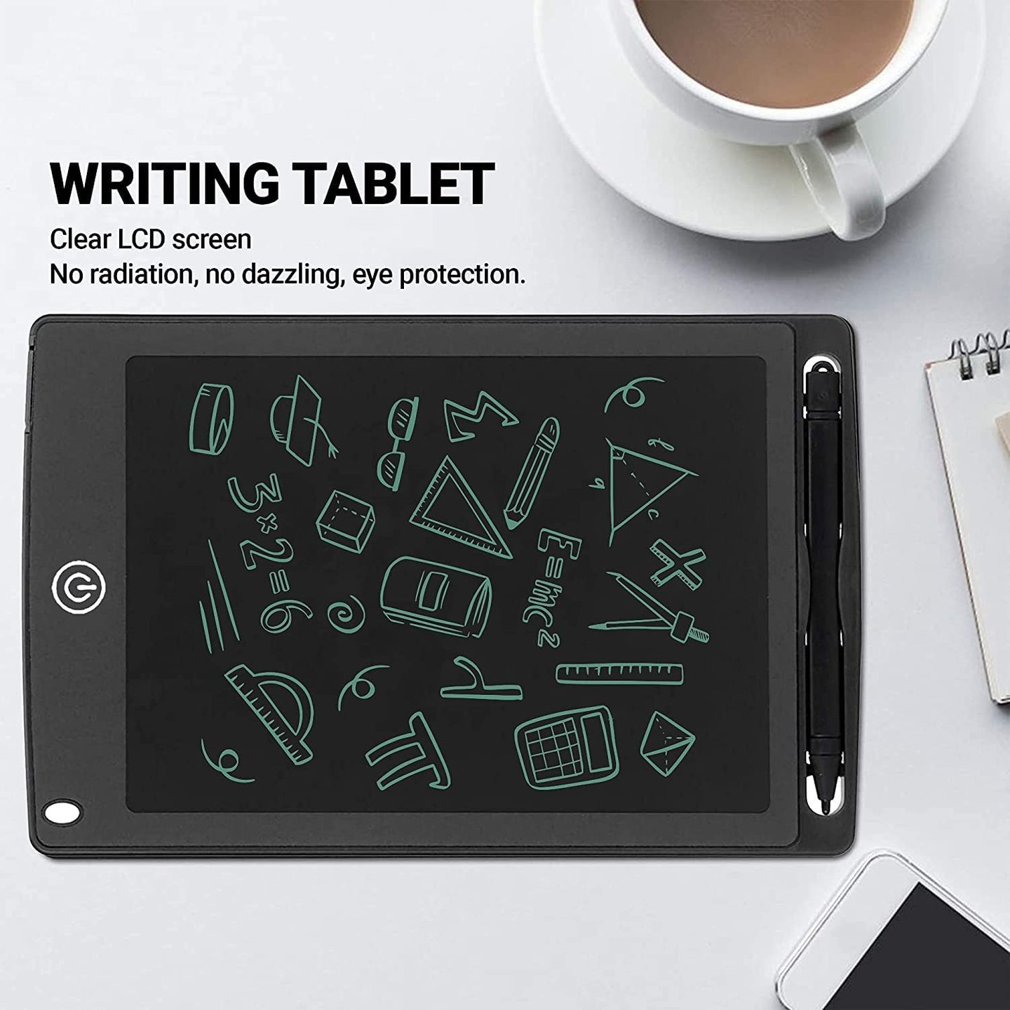  LCD Patented Writing Pad Tablet 8.5 Inch Electronic Writing Scribble Board Magnetic with Pen for Kids Adults at Home School Office (Black)