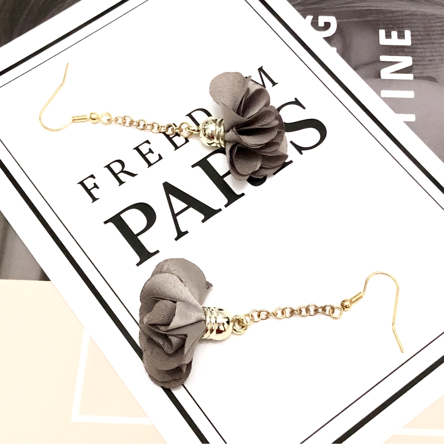 Korean Flower Tassel Earrings