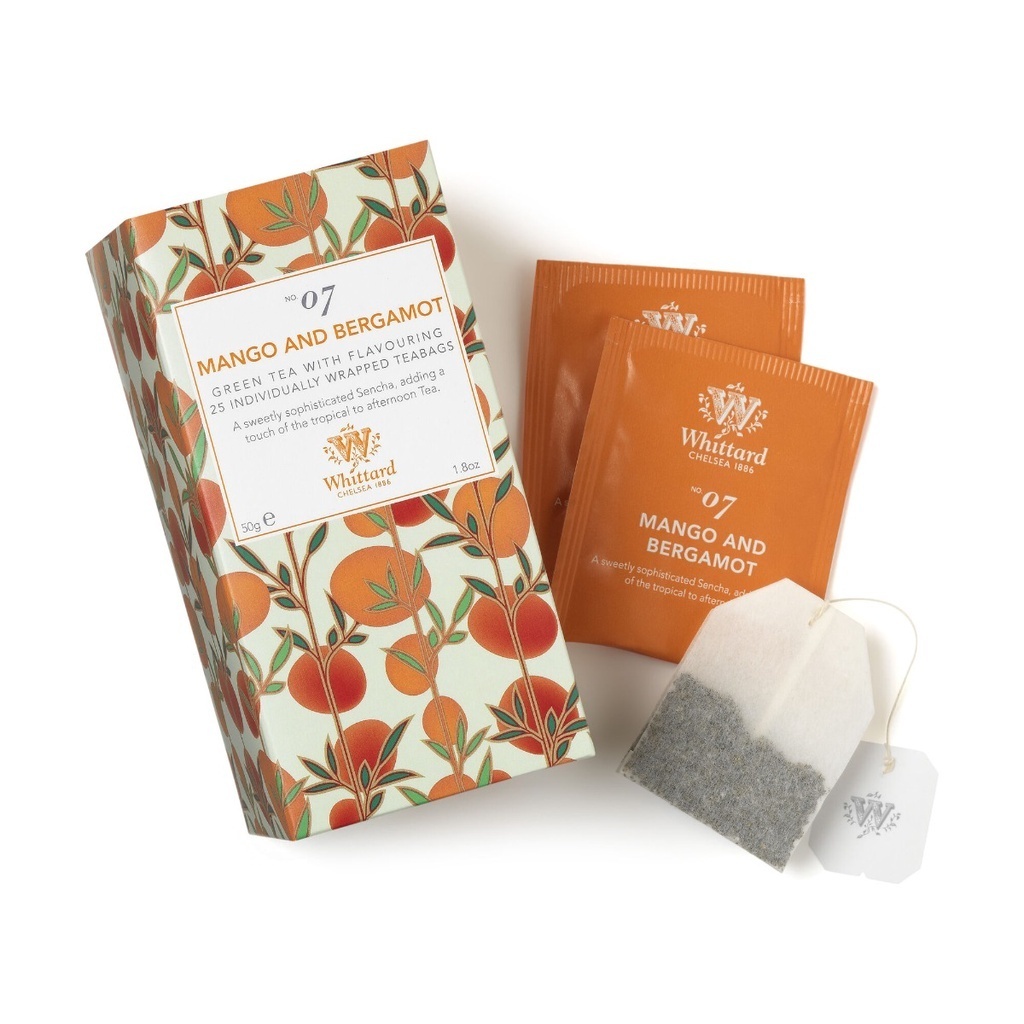 Whittard Tea Discoveries Mango & Bergamot 25 Individually Wrapped Teabags