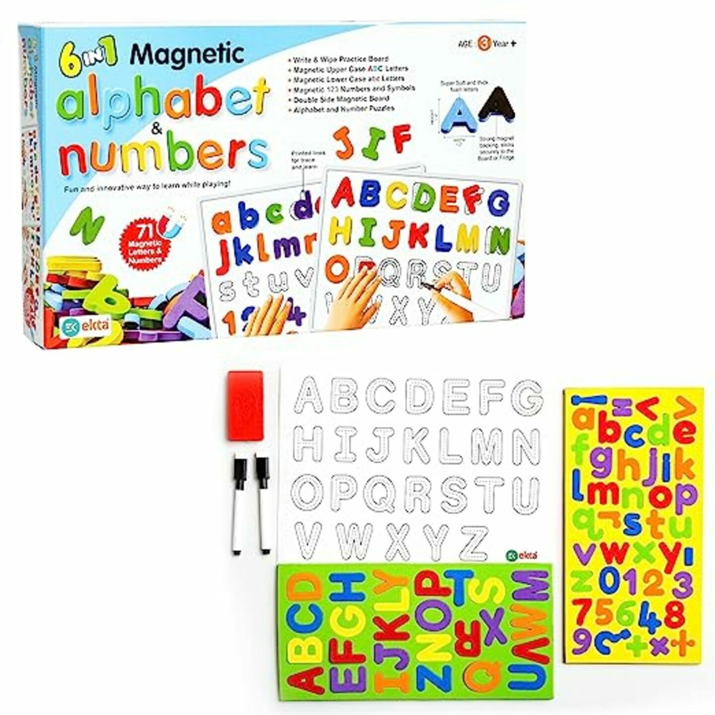 6 in 1 Magnetic Alphabet & Numbers Game, Learning & Educational Magnetic Board Game