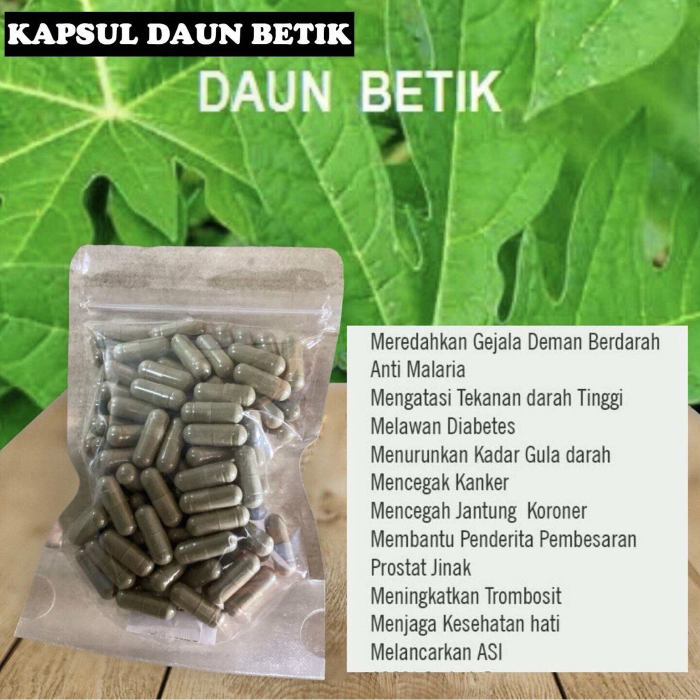 KAPSUL DAUN BETIK 100biji