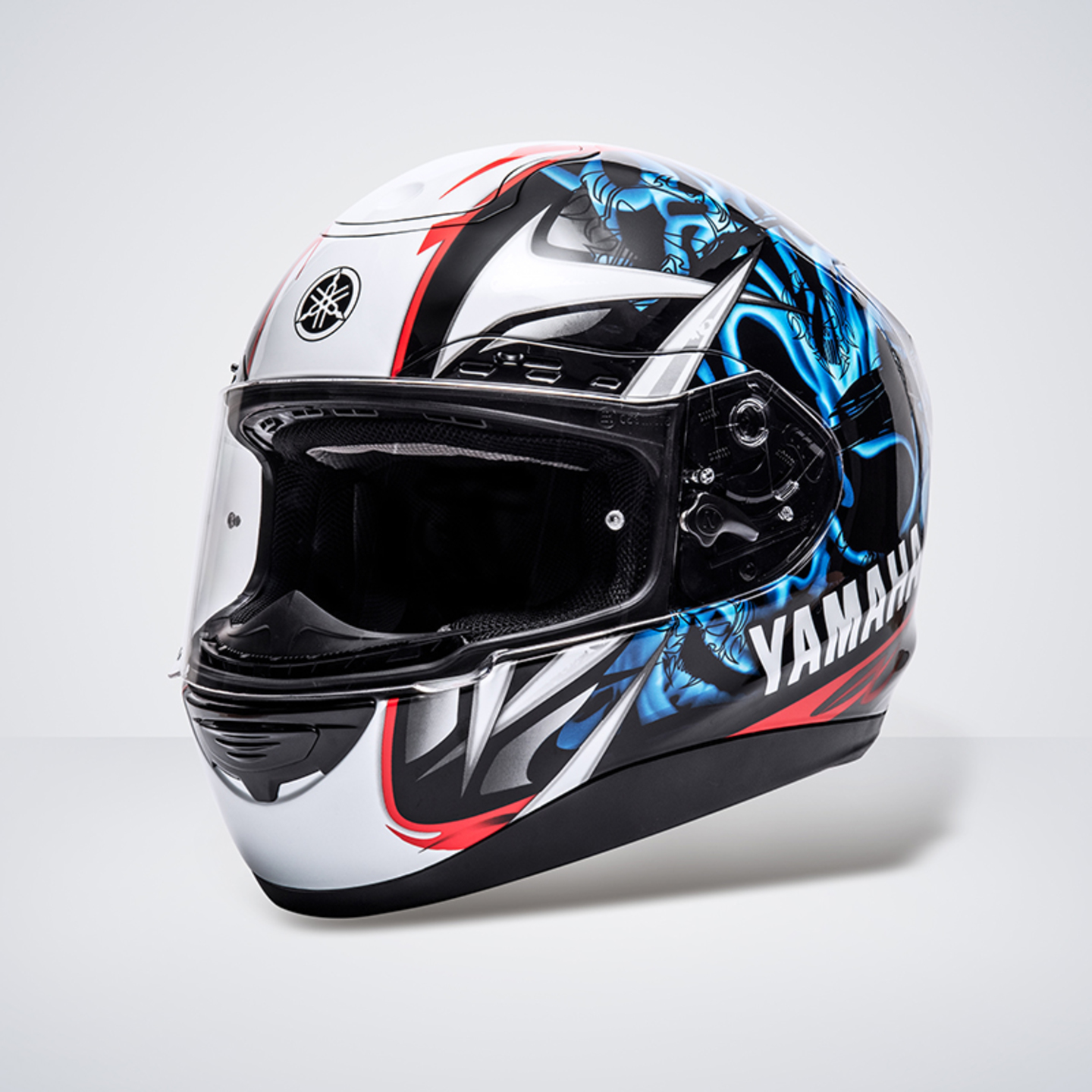 Yamaha full face fiberglass helmet ECE blue flame