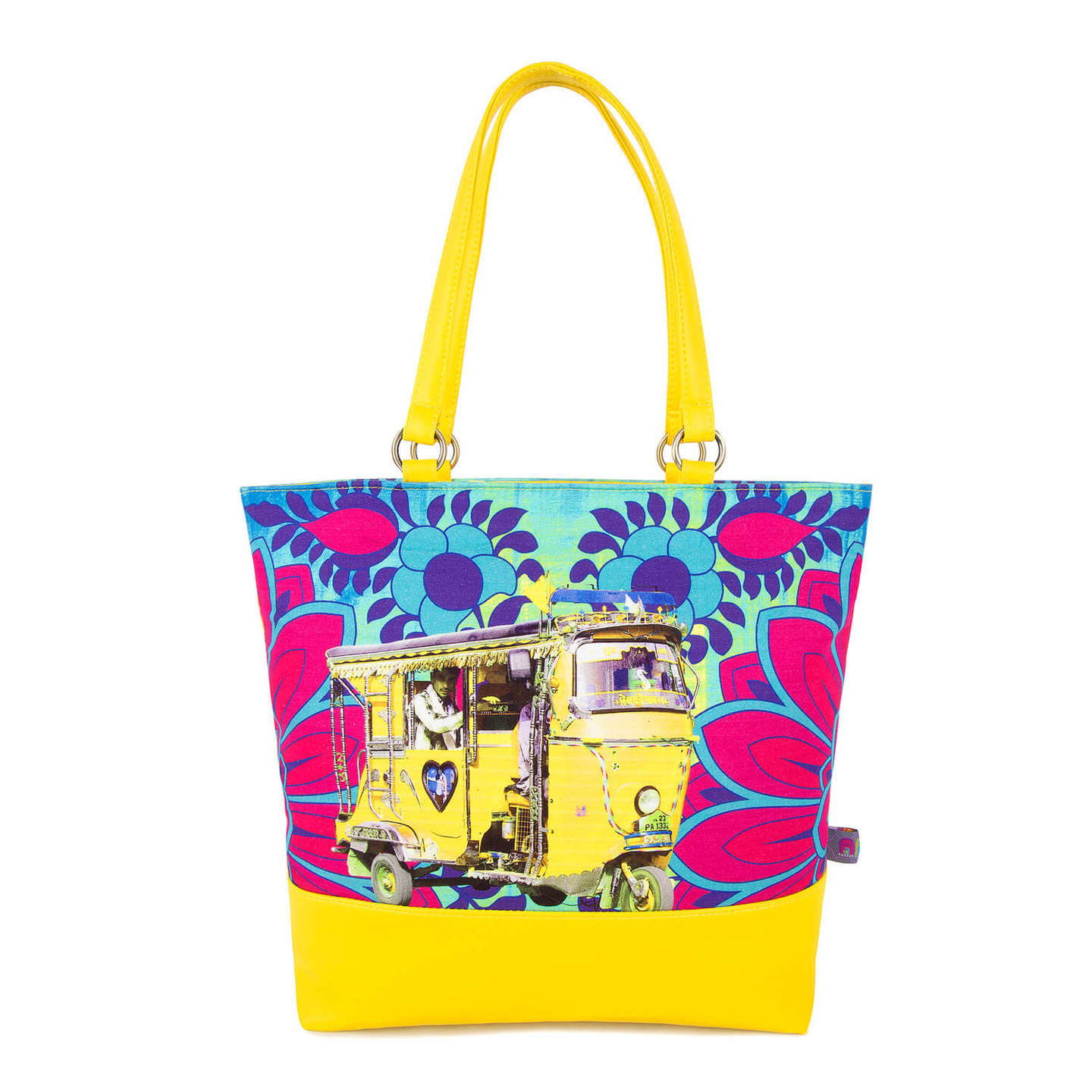 Designer Yellow Auto Rickshaw Women Tote Bag