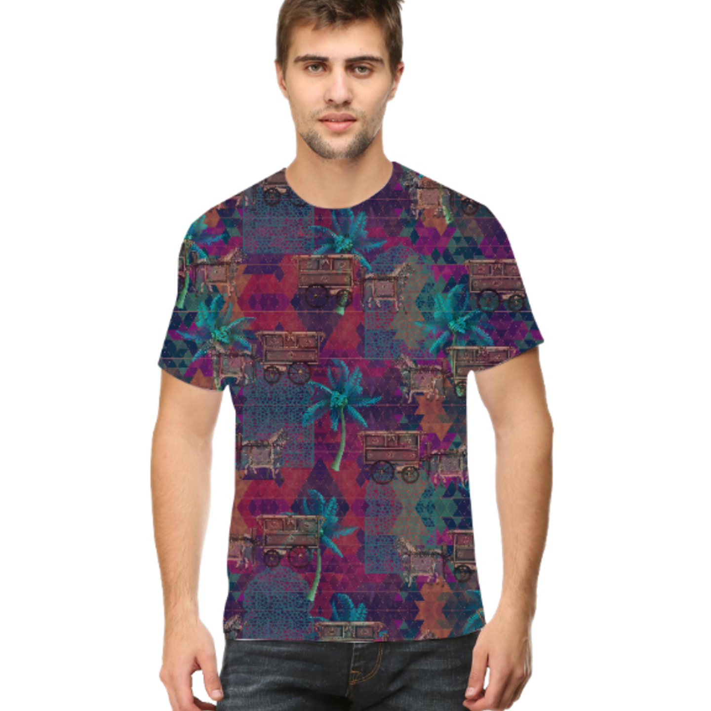 Men Multicoloured Stylish Round Neck T-Shirt