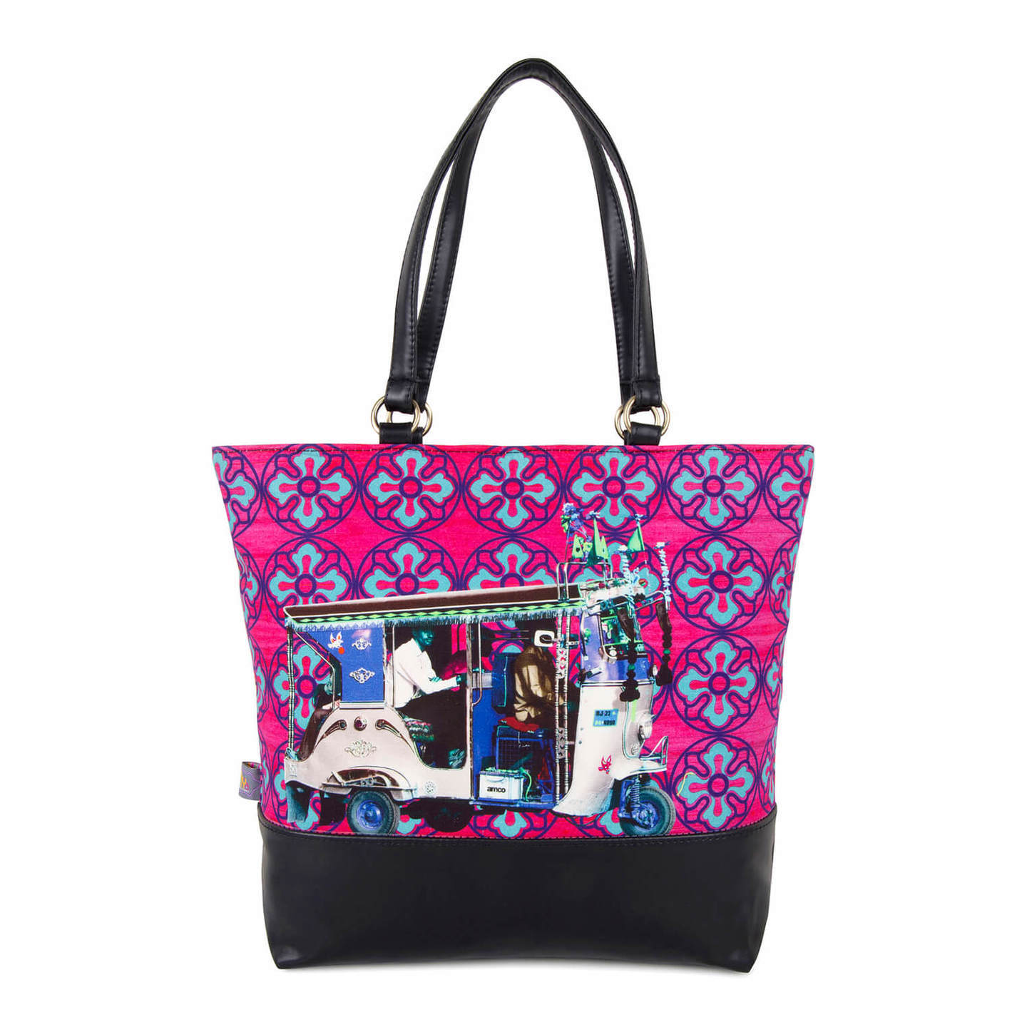 Blue Silver Taxi Women Tote Bag