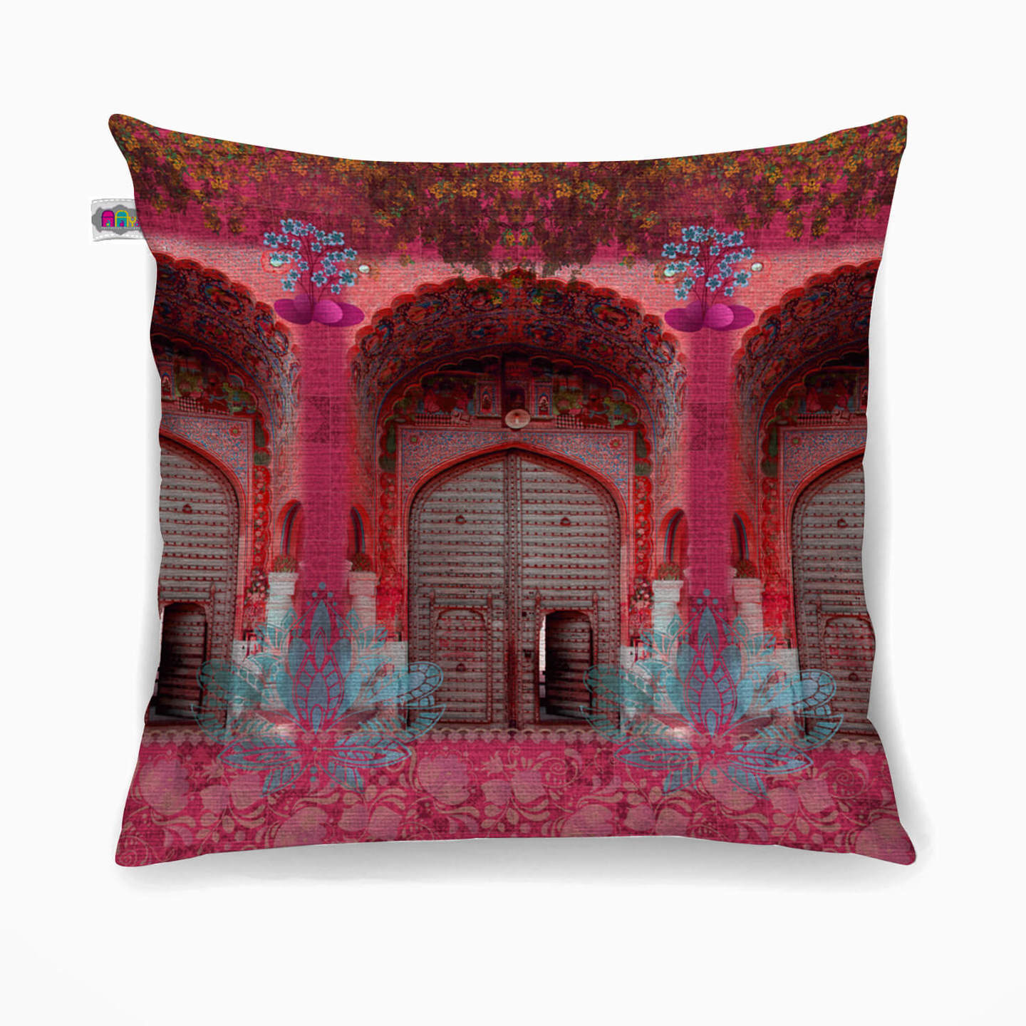 Pink Royal Door Poly Canvas Cushion Cover