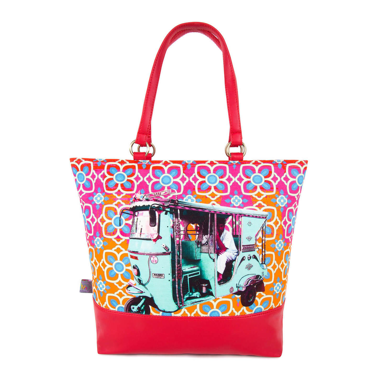 Turquoise Green Taxi Designer Women Tote Bag