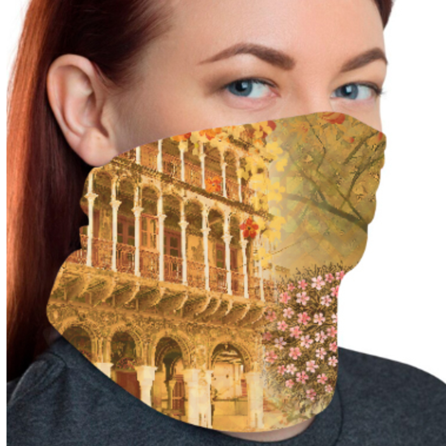 Historical Fort and Floral Unisex Bandana Mask