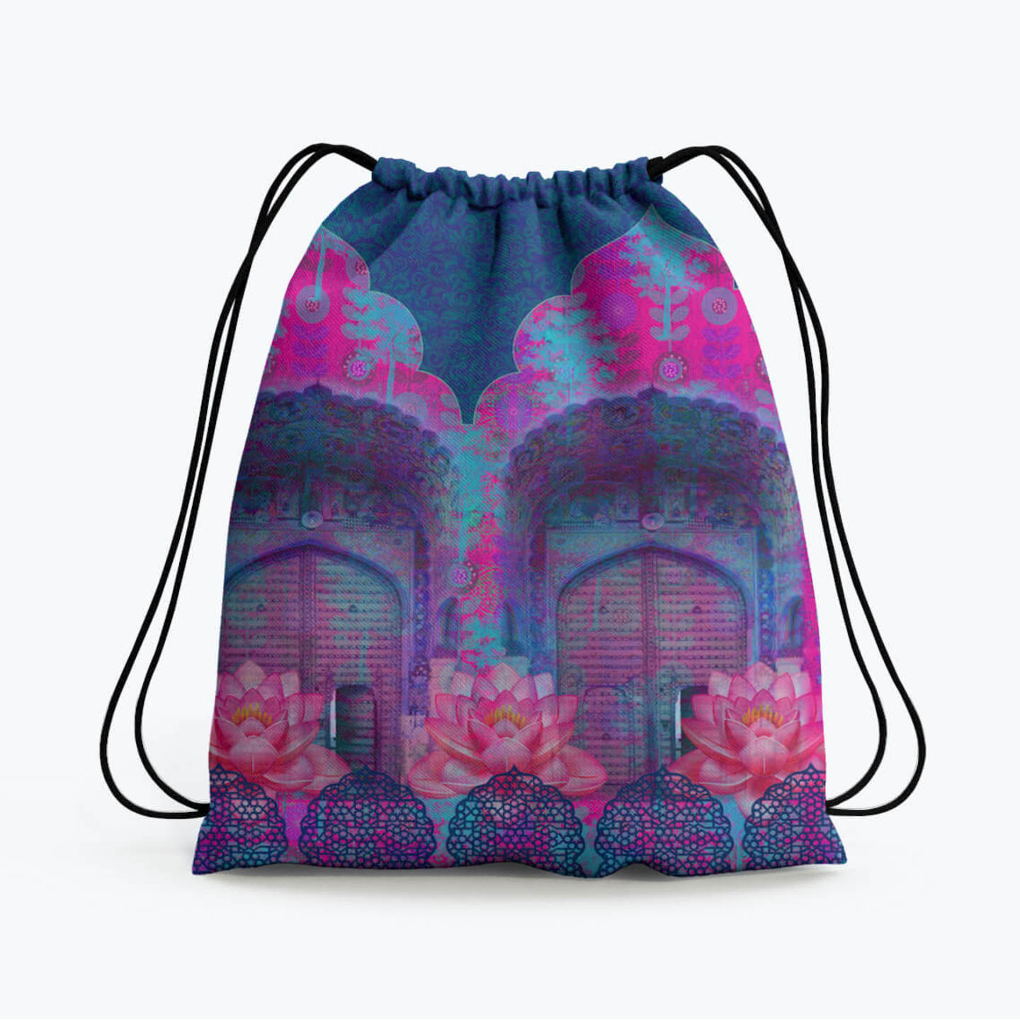 Cool Blue Rajasthani Drawstring Bag 