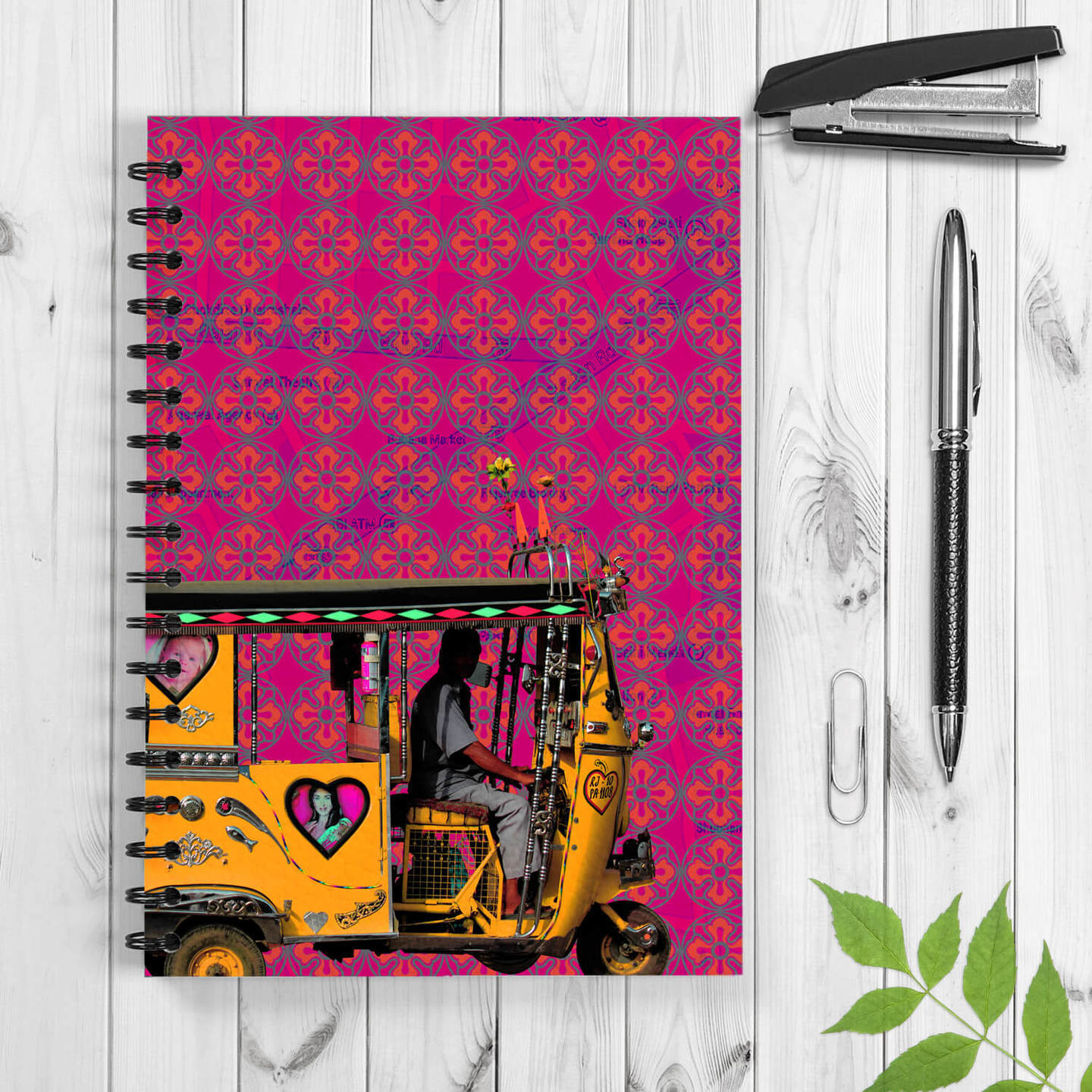 Yellow Auto Rickshaw Spiral Notebook