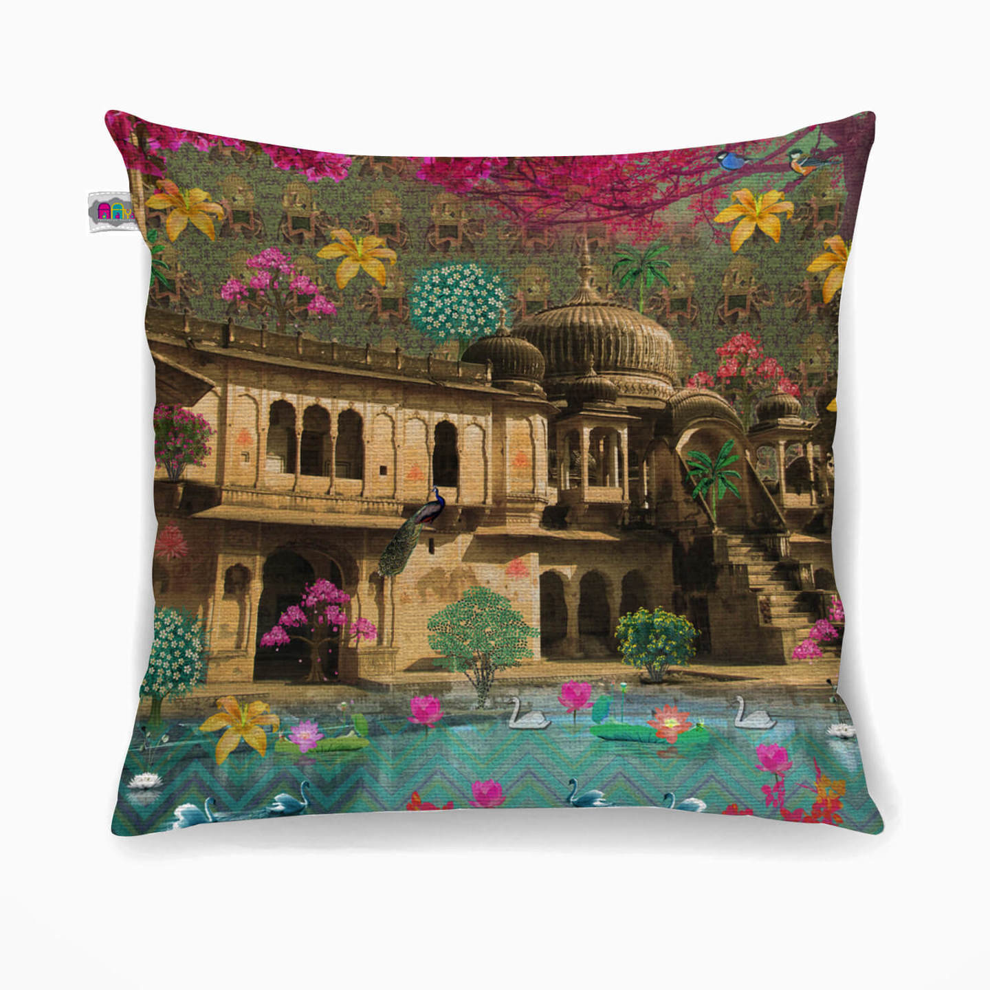 Fort in a Lake Poly Canvas Cushion Cover