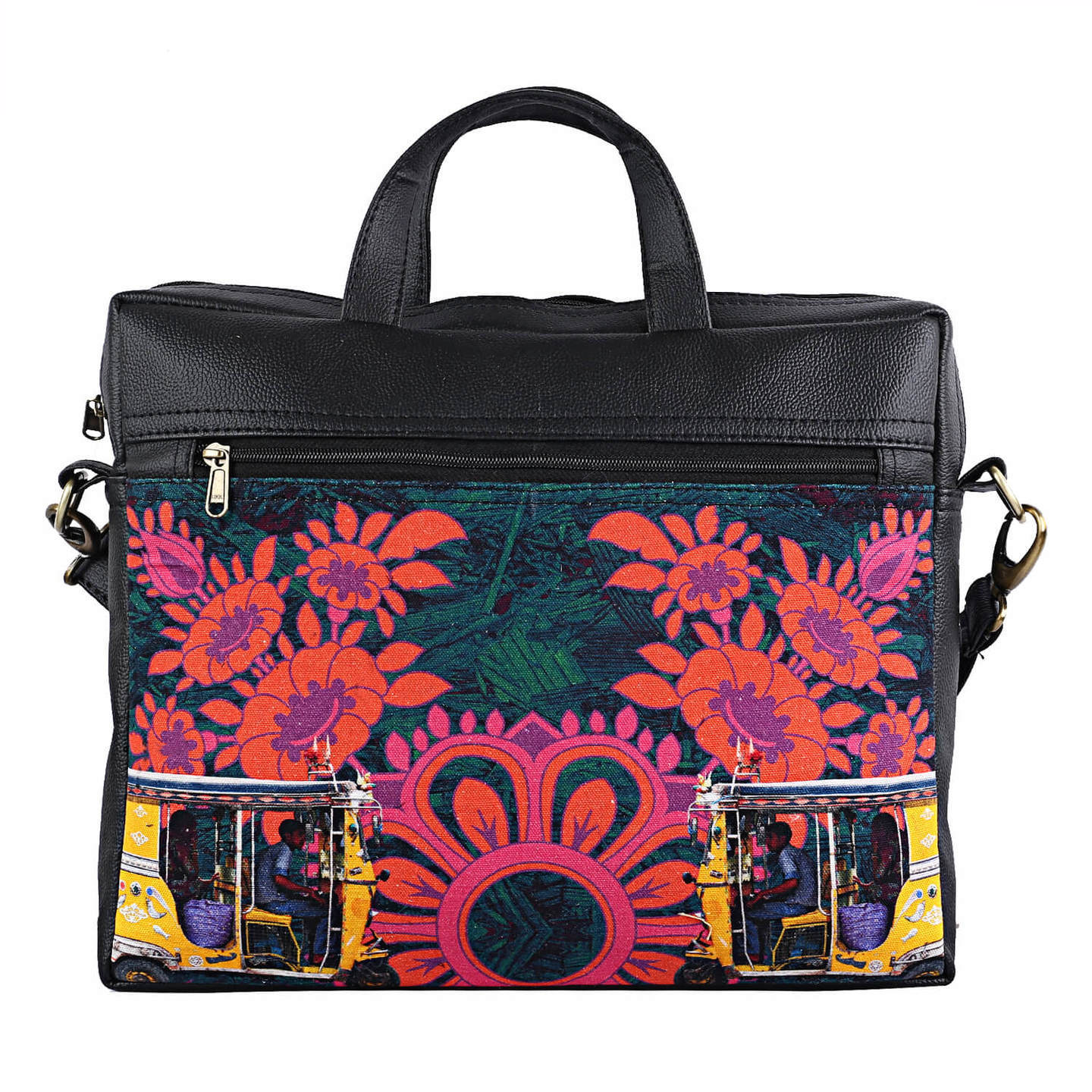 Two Yellow Autos Canvas PU Laptop Bag