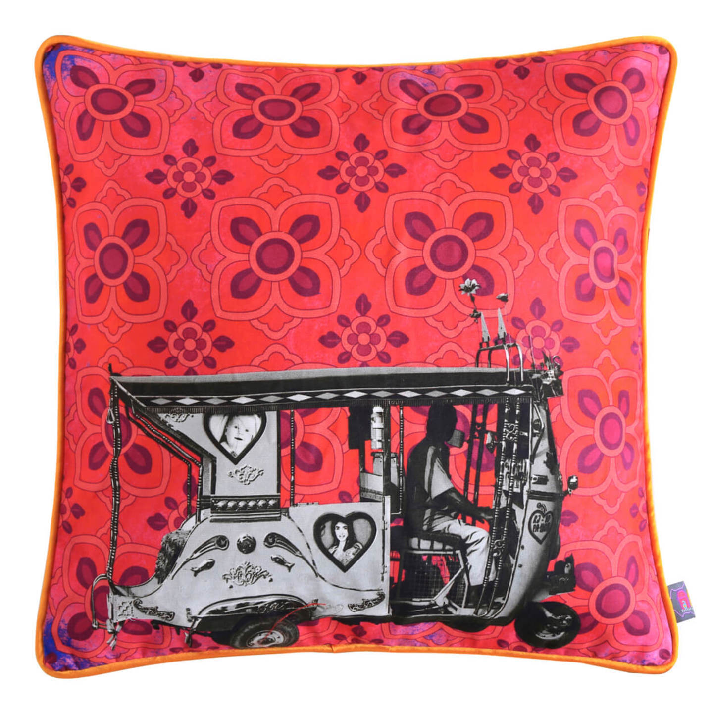 Silver Taxi  Glaze Cotton Cushion Cover 16x16 Inches