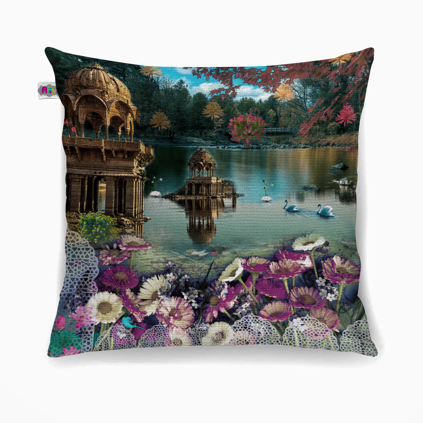 Gadisar Lake Poly Canvas Cushion Cover