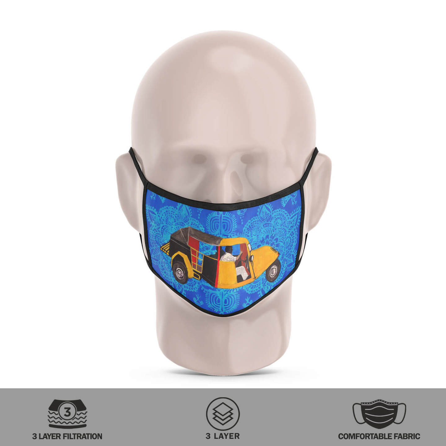 The Great Taxi Ride of Rice Route Reusable Face Mask -Tushar Waghela