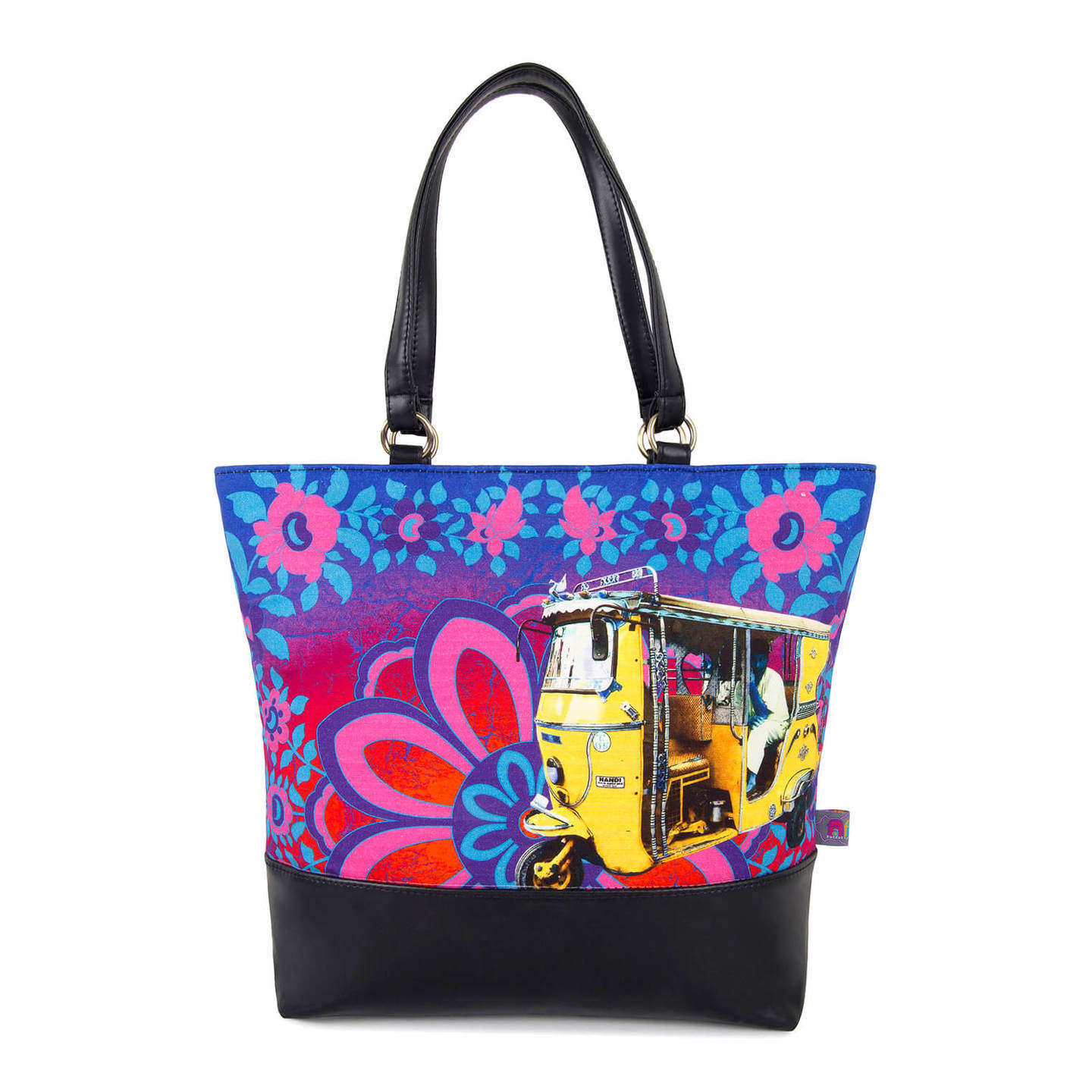 Shekhawati Auto Rickshaw Canvas PU Tote Bag for Women