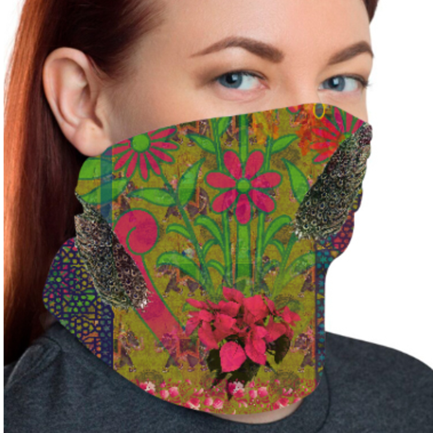 Peacock in Castle Unisex Bandana Mask