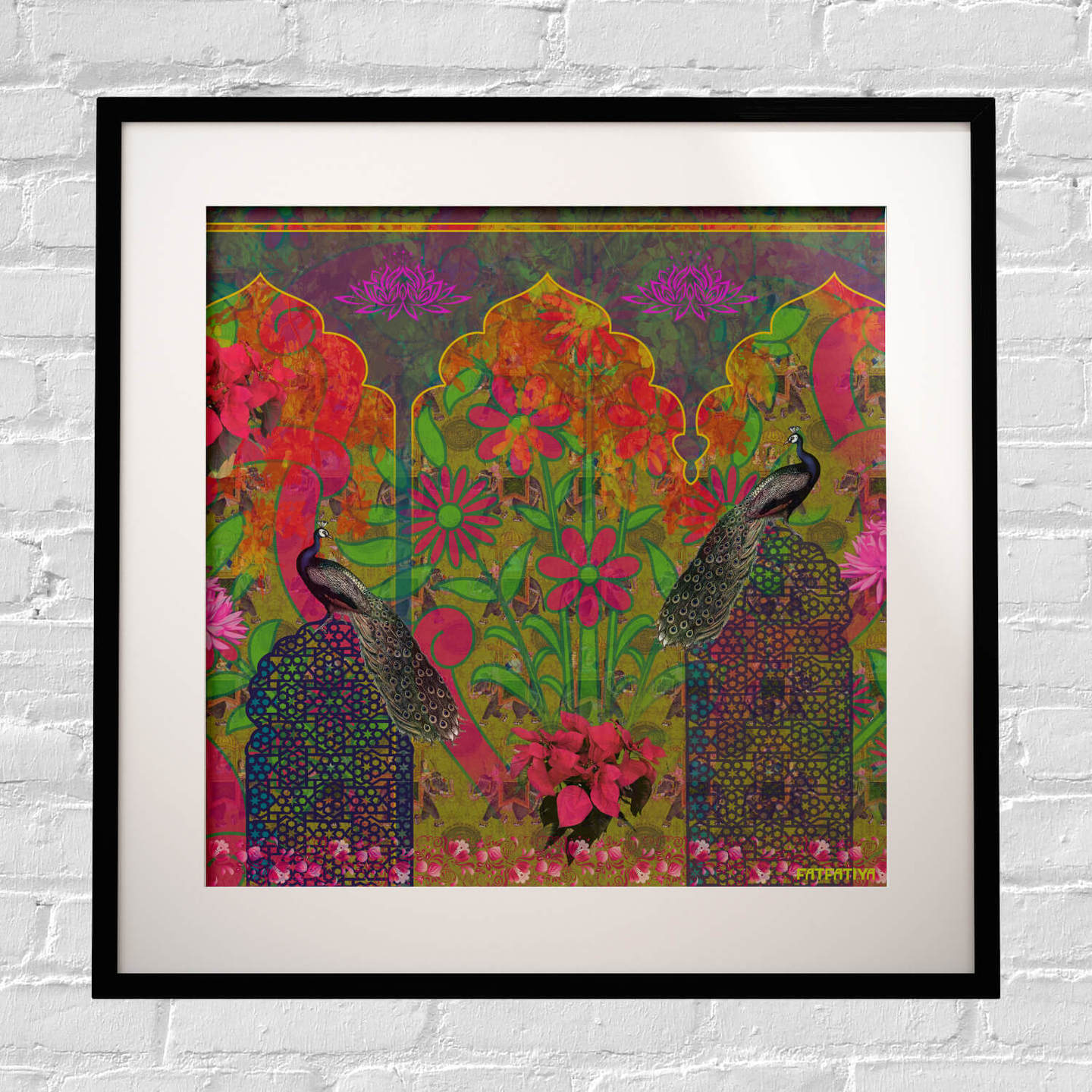 Peacock in Castle Framed Art Print