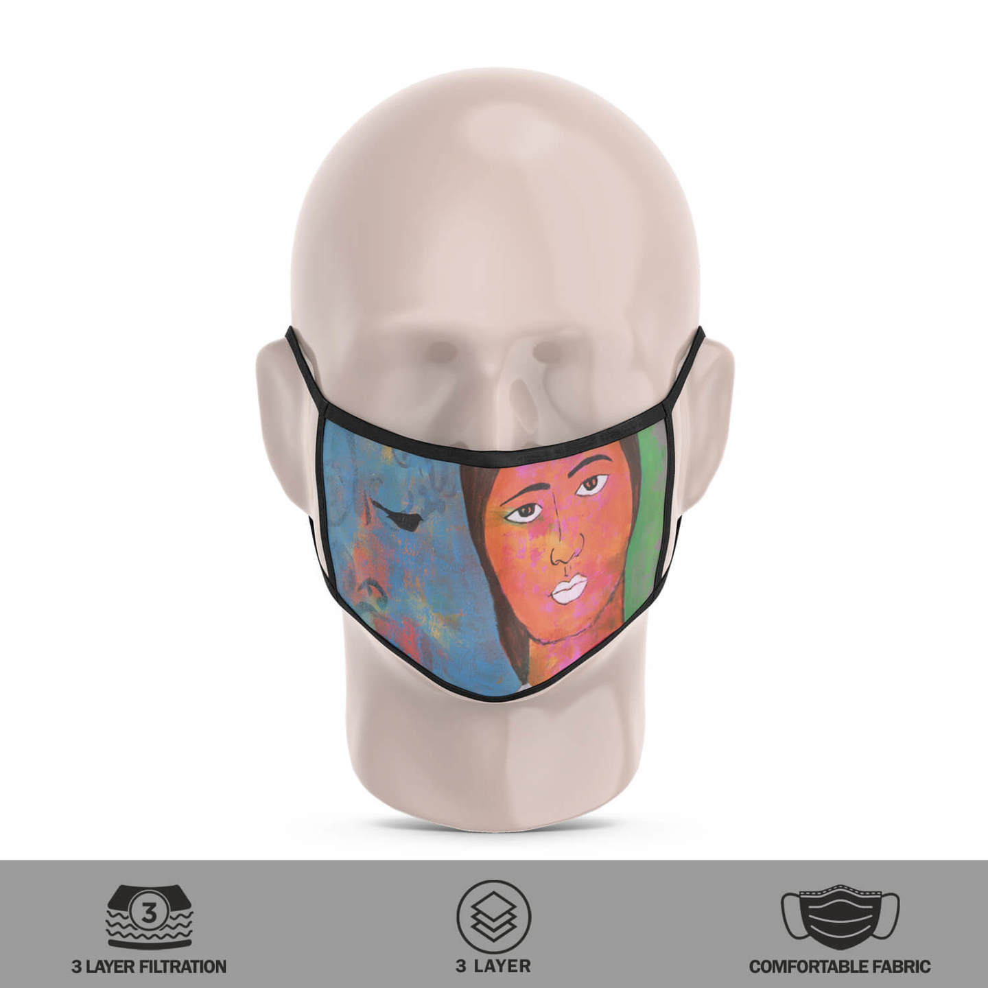 Black Bird Sing The Saga Reusable Face Mask - Priyanka Waghela