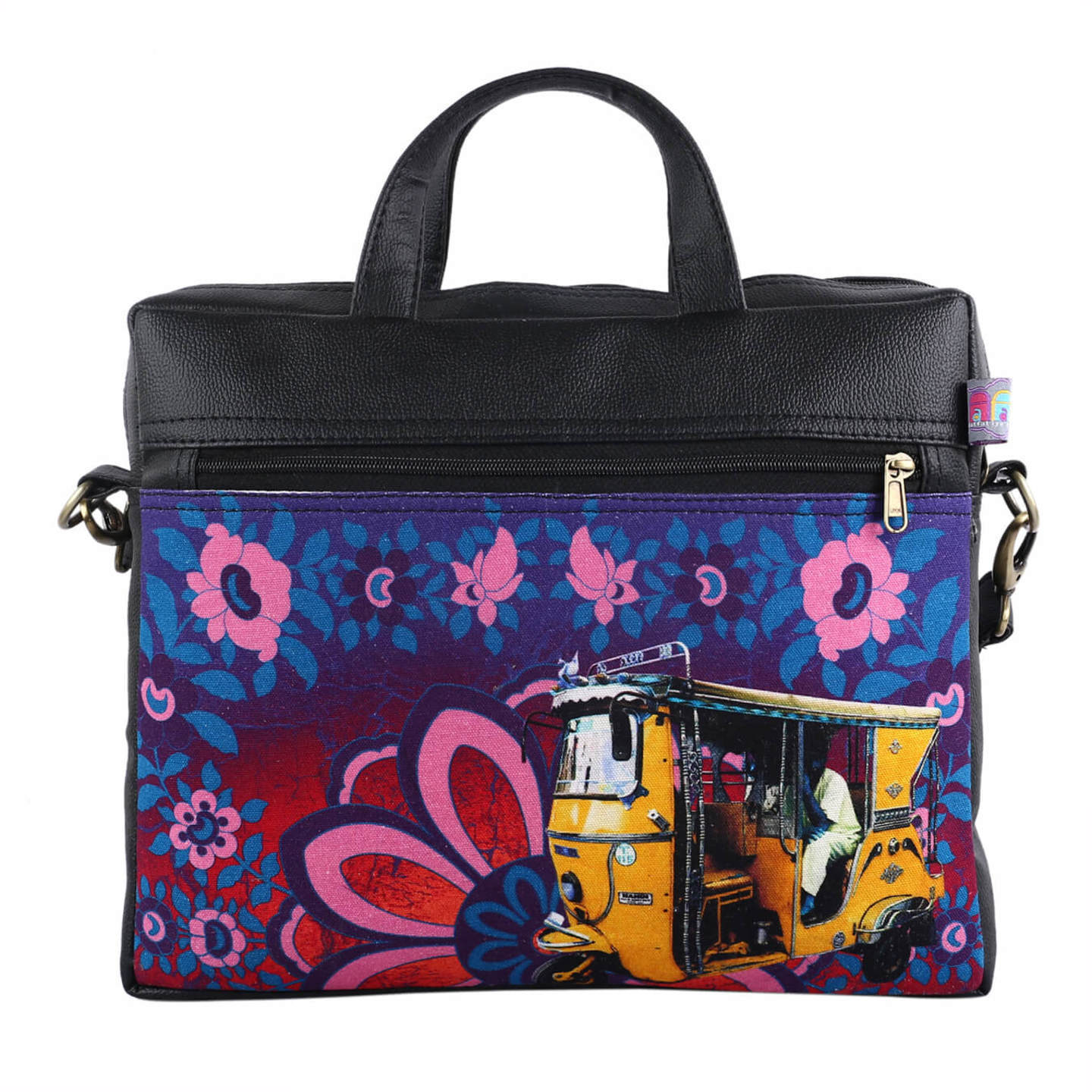 Shekhawati Auto Rickshaw Canvas PU Laptop Bag