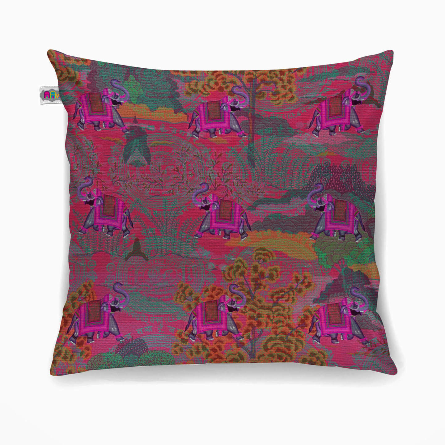 Rajasthani Haathi Poly Canvas Cushion Cover