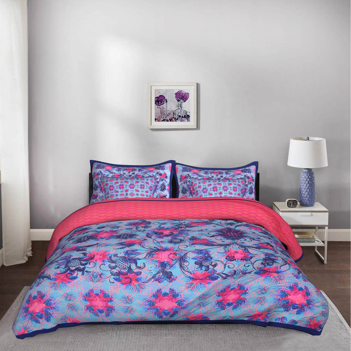 Psychedelic Abstract King Size Cotton Quilted Bedspread