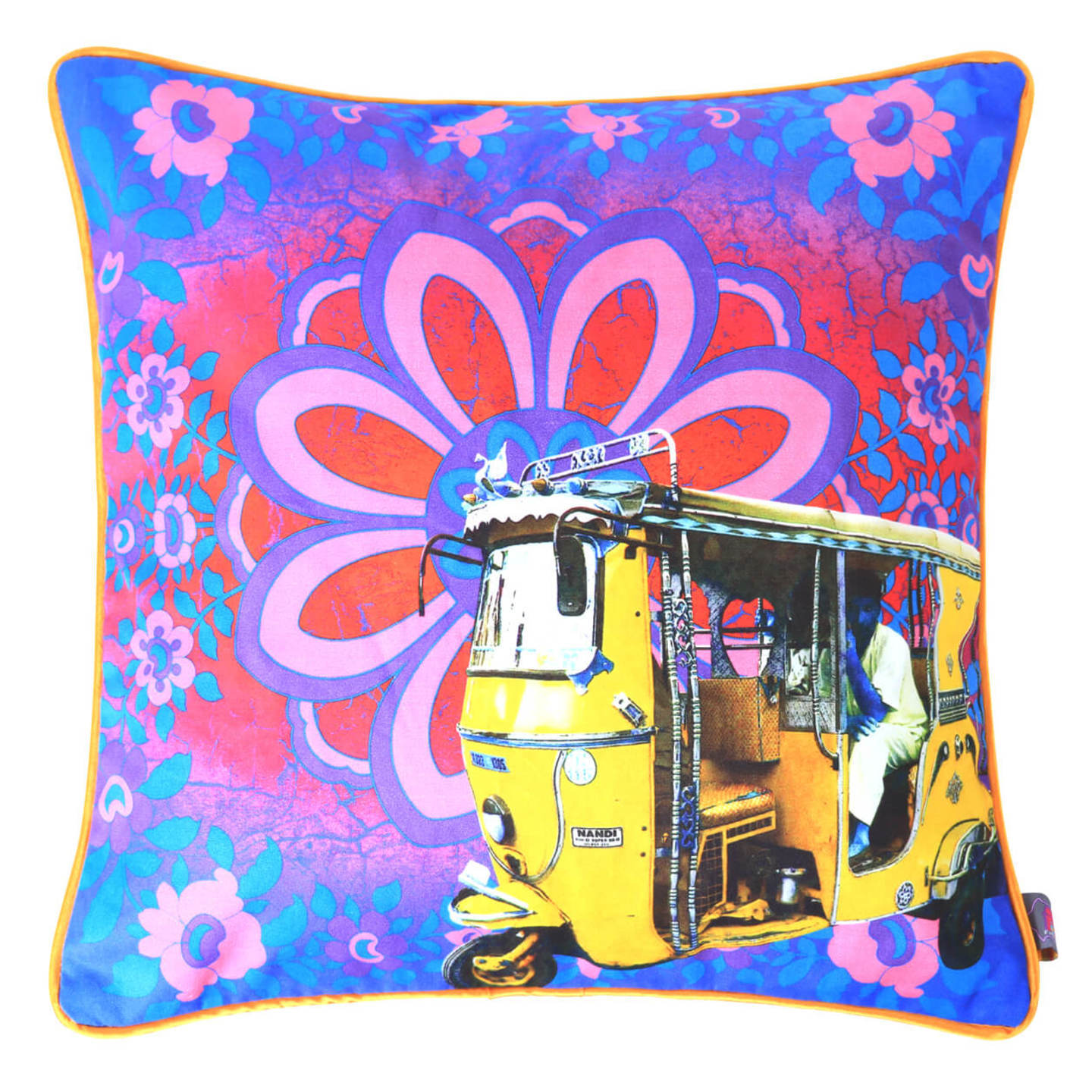 Yellow Taxi Glaze Cotton Cushion Cover 16x16 Inches